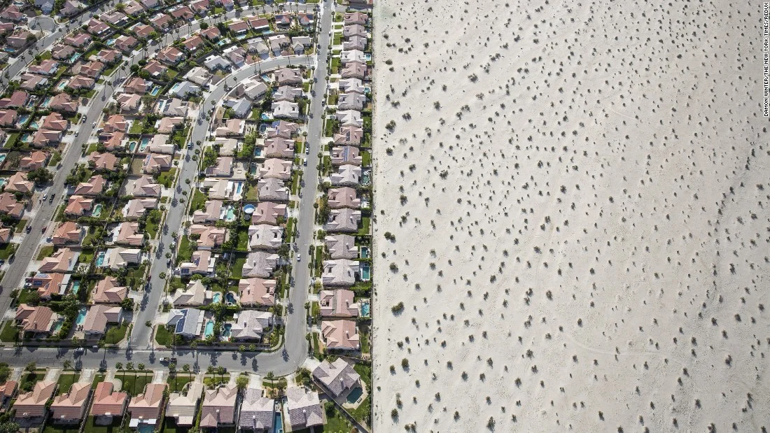 2. A housing development meets the edge of underdeveloped desert in Cathedral City, California.