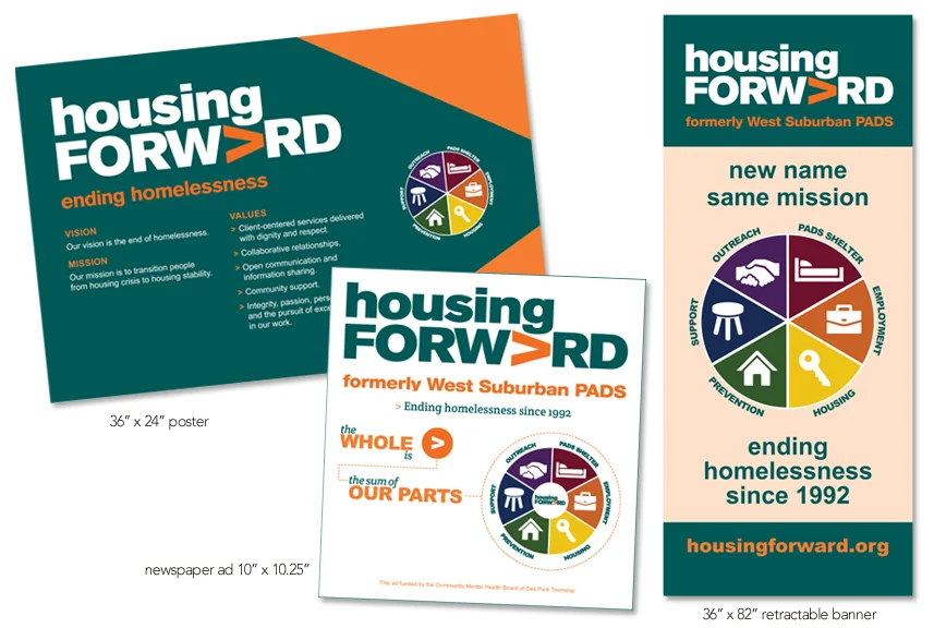 Housing Forward, rebranding materials, layout and production