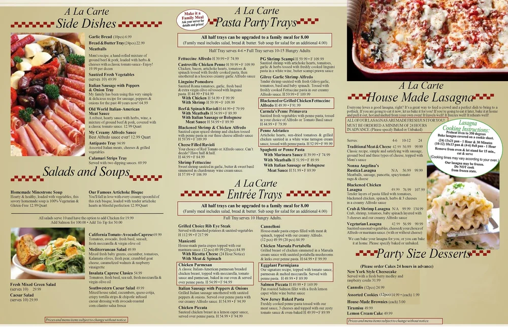 Menu — Gino's Fine Italian Foods