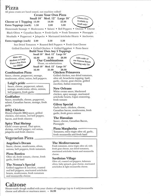 Menu — Gino's Fine Italian Foods