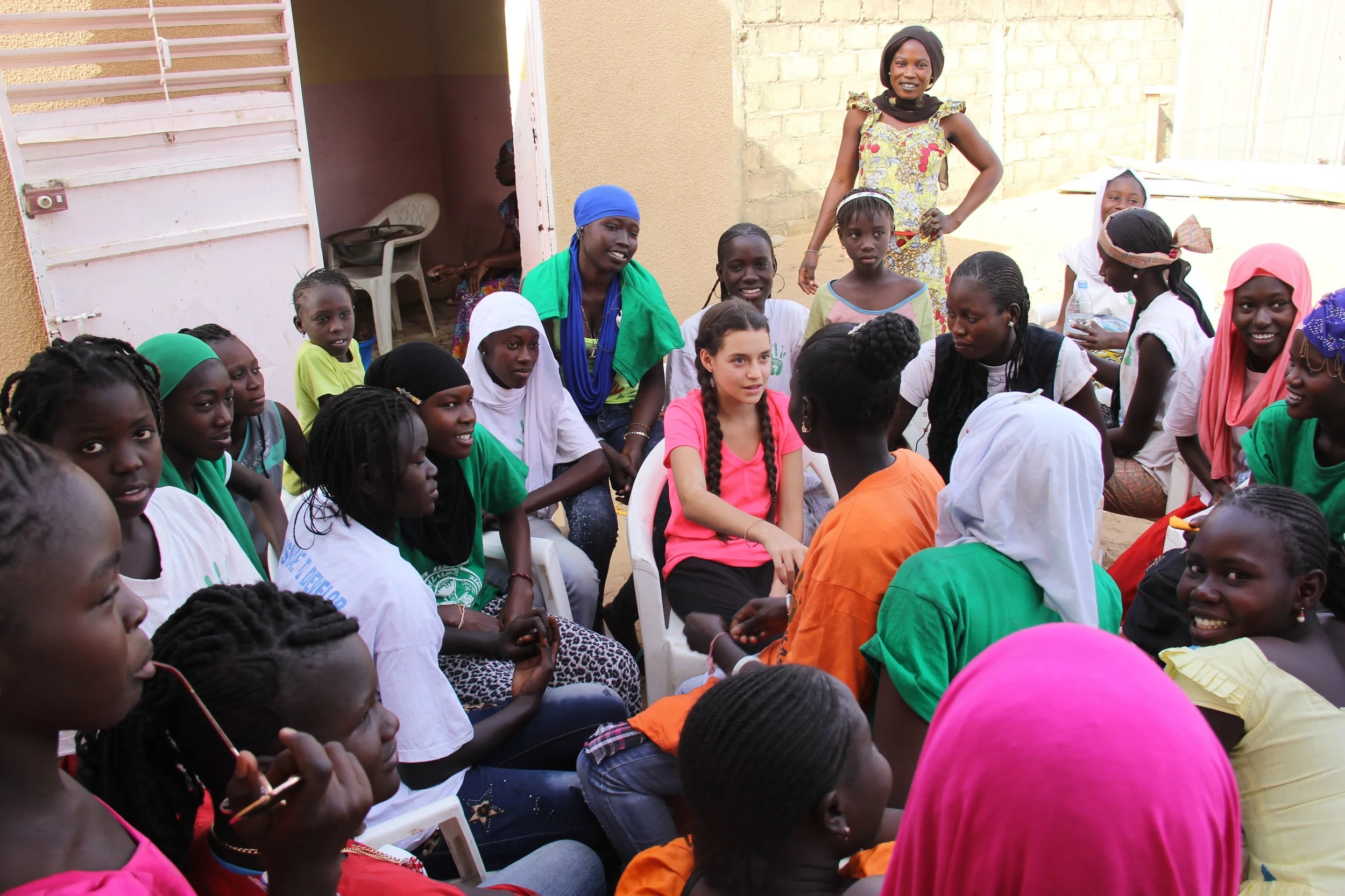 Mira Goodman getting to know some of the female students in the village.