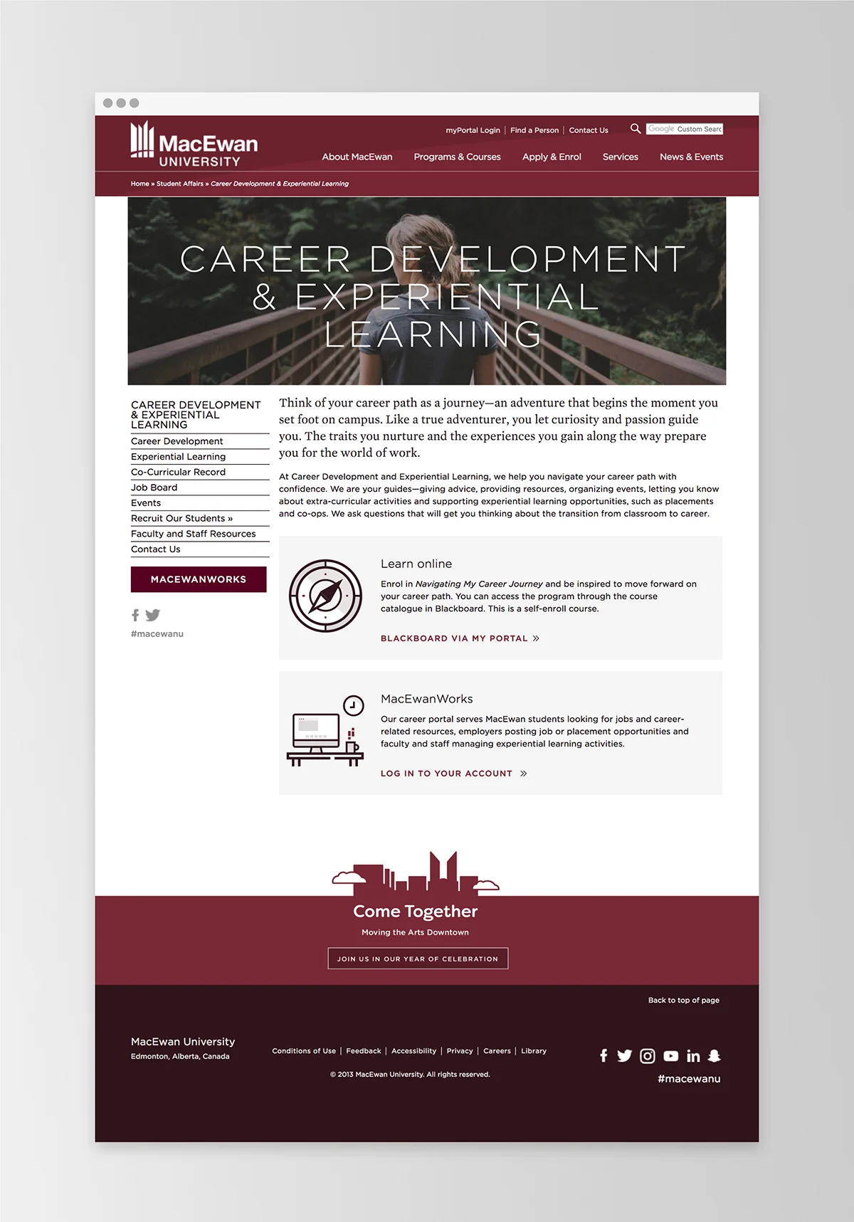 Career Development and Experiential Learning website | MacEwan.ca/careers