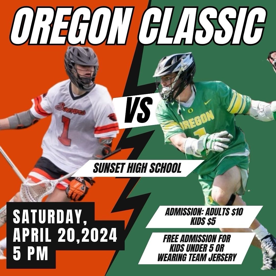 Great opportunity to watch a classic Ducks vs Beavers showdown! Get out to Sunset high school on Saturday to watch some college lacrosse!