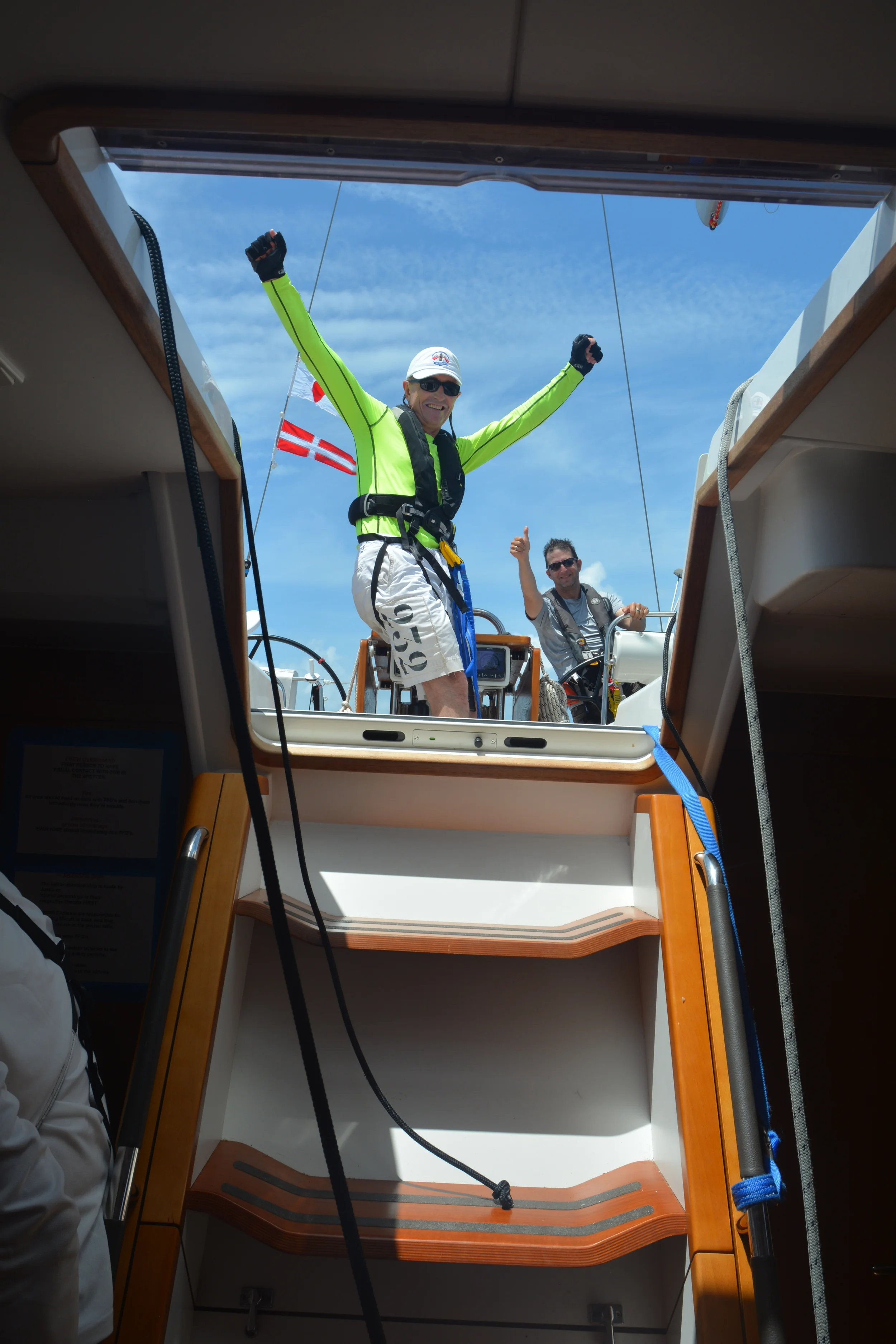 Topside crew acknowledging the confirmation of a proper finish