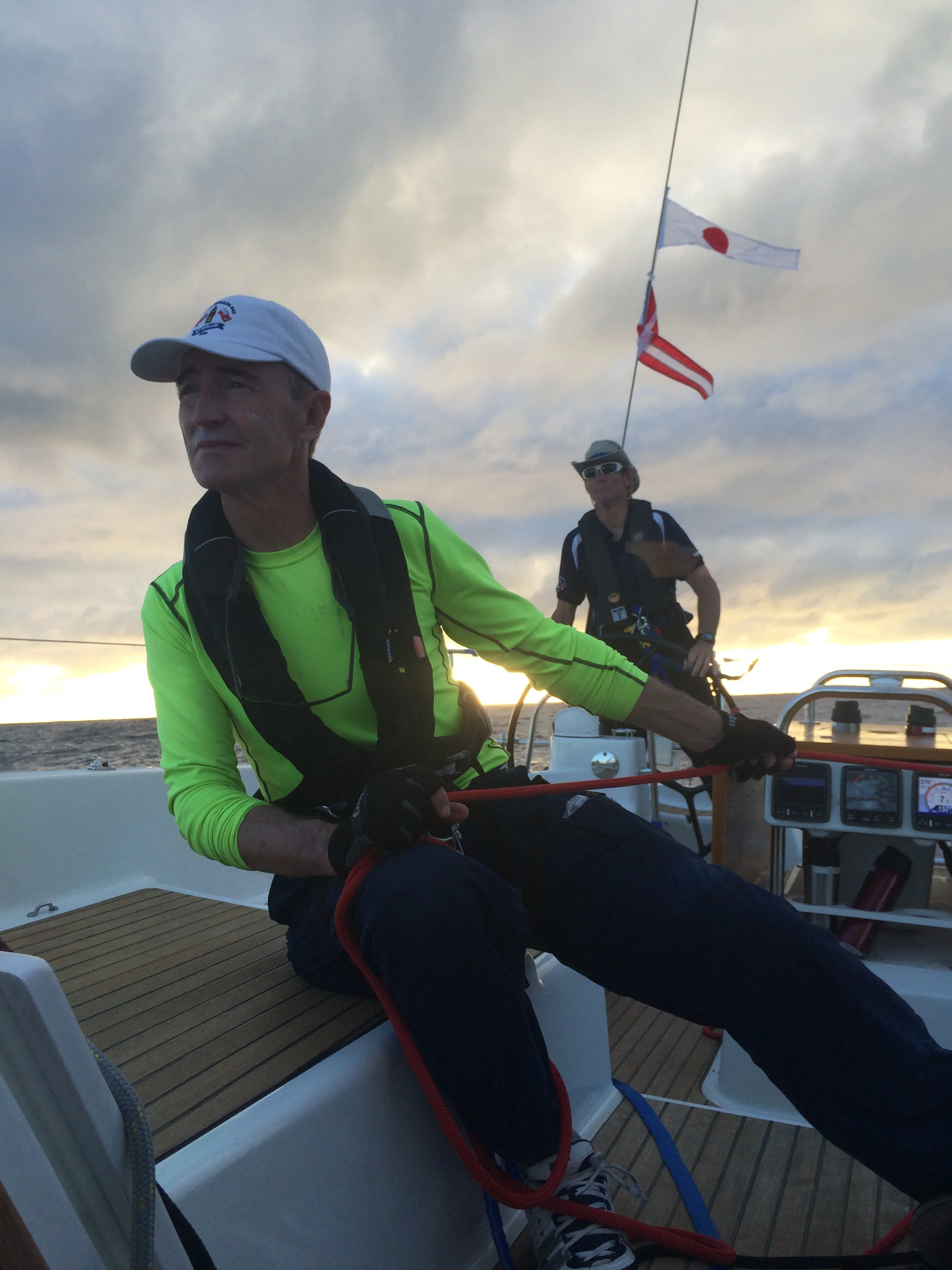 WATCH CAPTAIN DAN GALYON AND NAVIGATOR BRIAN O’FARRELL SETTLING INTO THE NIGHT WATCH