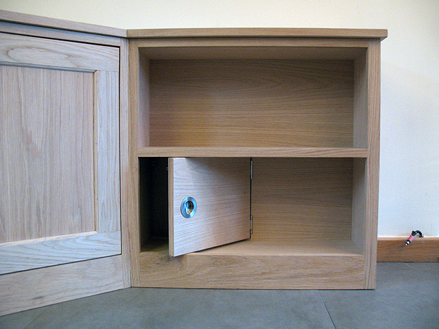 Oak corner media unit - bespoke handmade living furniture, Brighton, Sussex