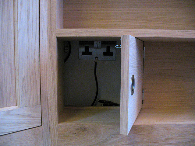Oak corner media unit - bespoke handmade living furniture, Brighton, Sussex