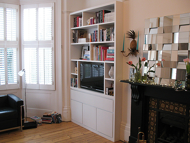 Combined media shelving unit - bespoke handmade furniture, Brighton, Sussex