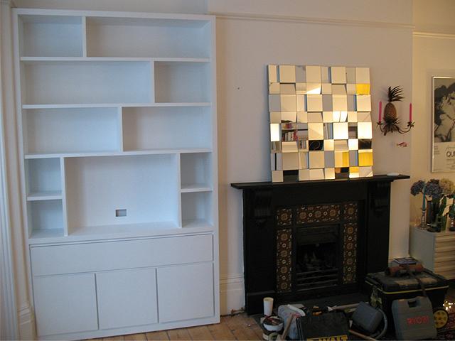 Combined media shelving unit - bespoke handmade furniture, Brighton, Sussex