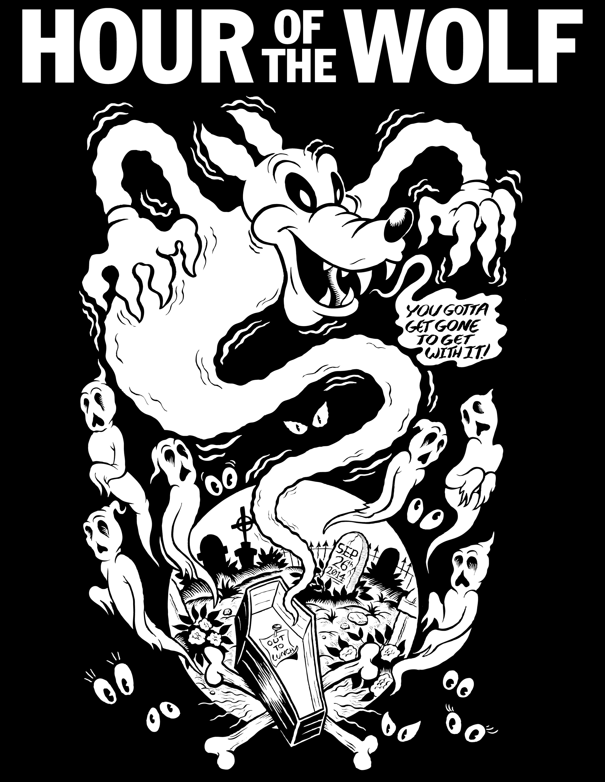 http://www.thinkfastrecords.com/hourofthewolf/ Hank Hampton helped with layout and sending design to print.