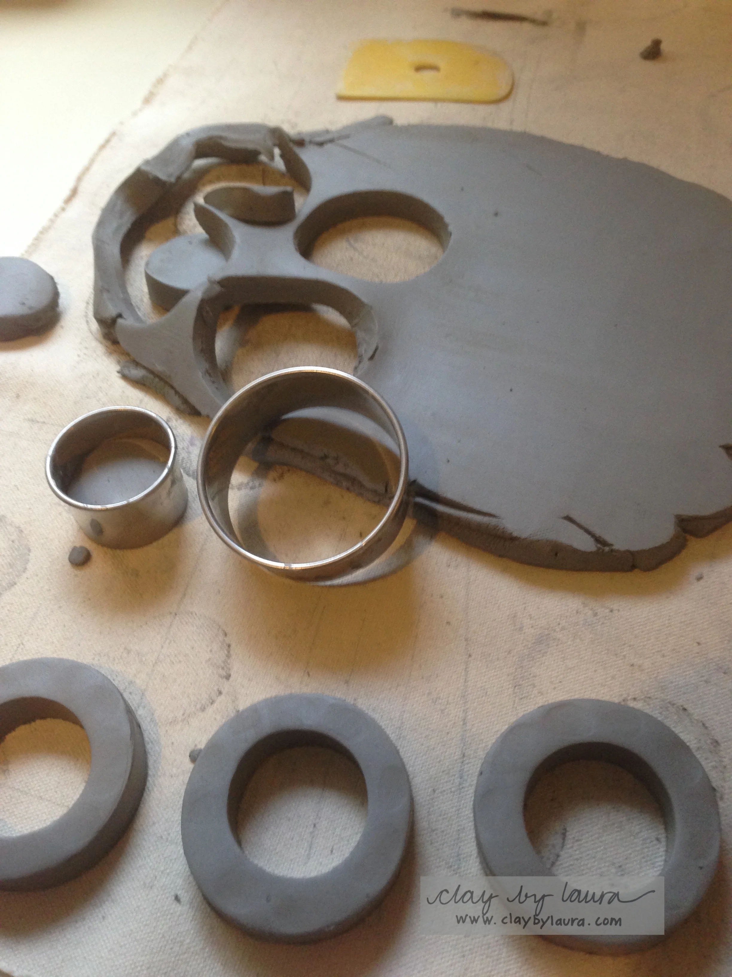 I cut out the foot for each bowl. I even texture the outside of them to complete the finished look of each bowl. 