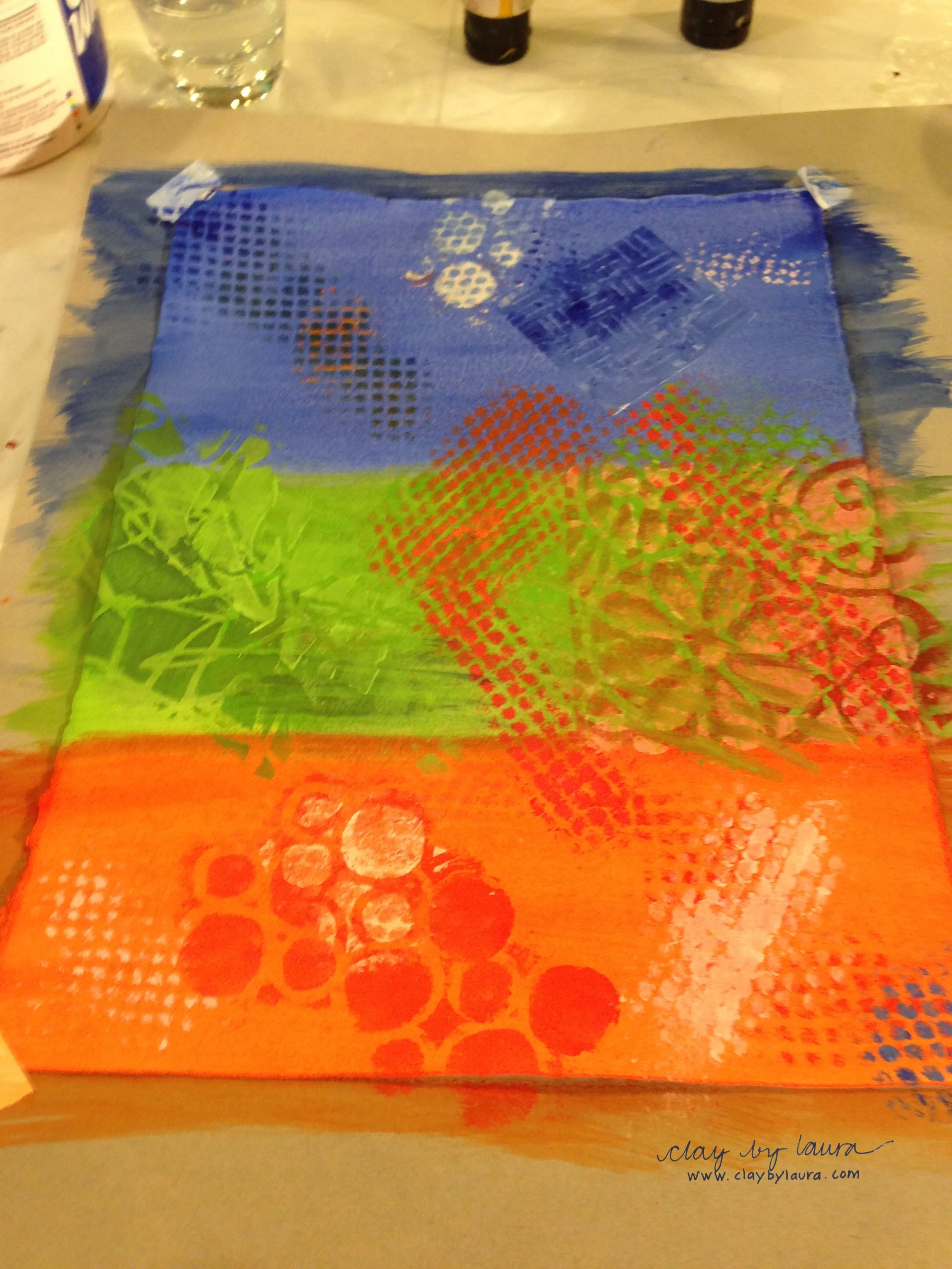 We started to layer textures of color on top of our background color fields. Sometimes we would repeat a pattern in two different colors.