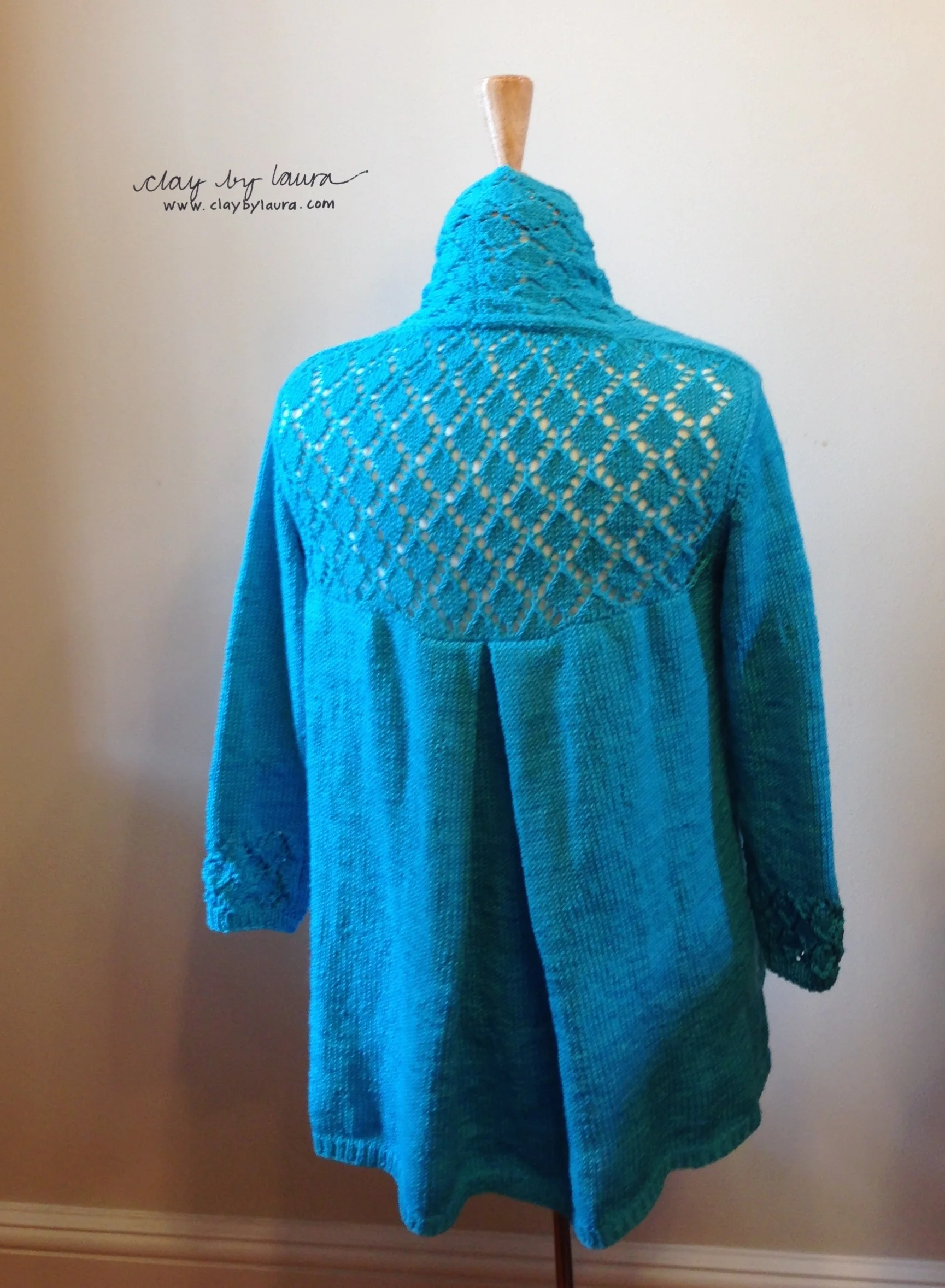 Just off my knitting needles! The lace pattern was a bit of a challenge, but I love the results. 