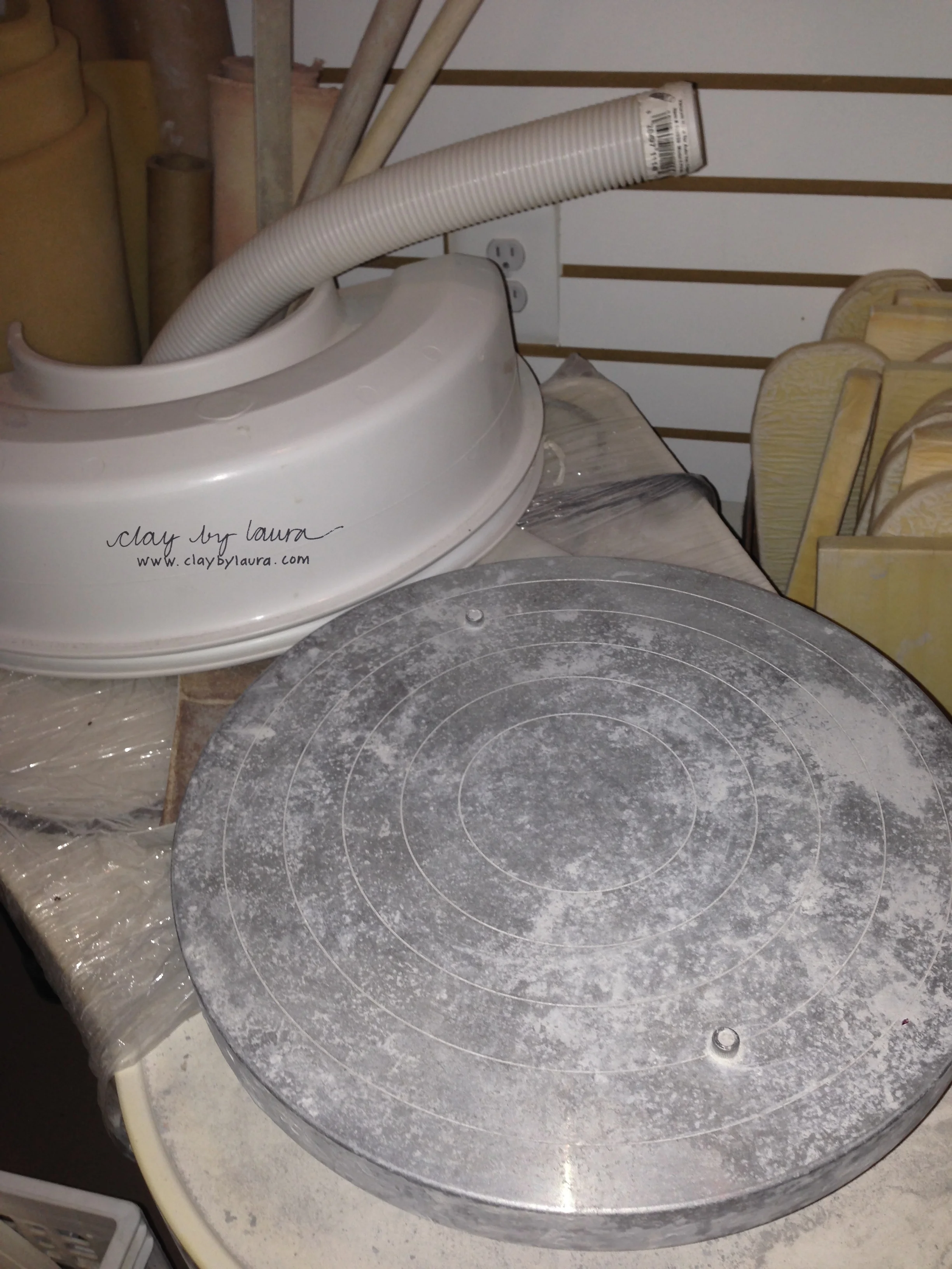 My wheel is like the 'treadmill' of the studio right now. It does not get any use. In fact, it's still wrapped with plastic from when we moved to Maryland several years ago!
