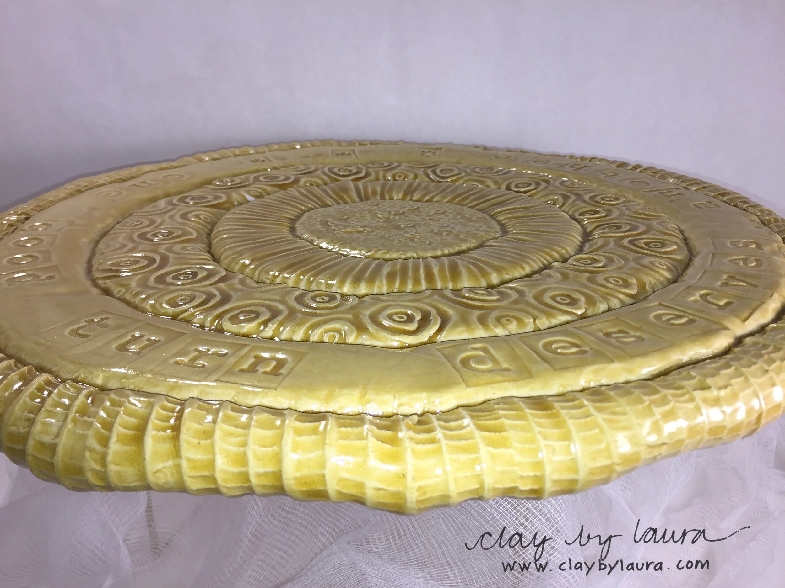 "One Good Turn Deserves Another!" Words are often part of the design in my art. This Lazy Susan is one example of this method. These custom-made items are fun to create. Send me a message if you'd be interested in creating one just for you!