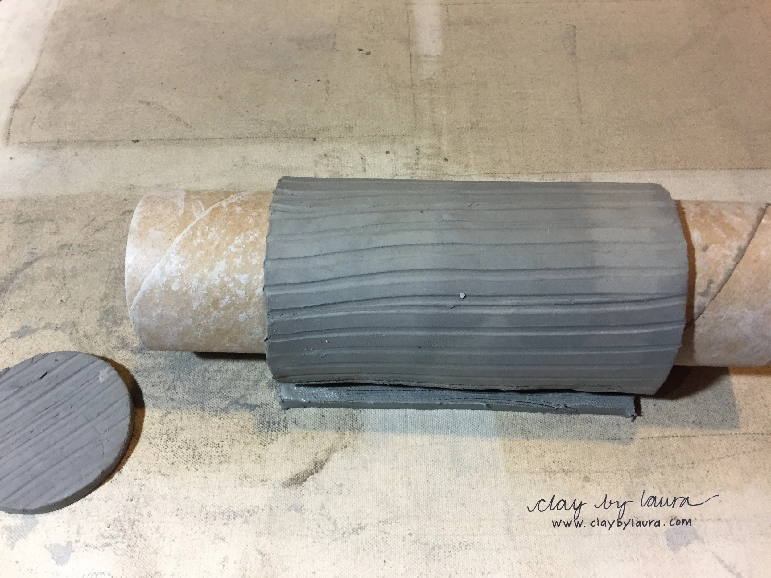 I use a cardboard tube to roll up the rectangle into the appropriate shape.
