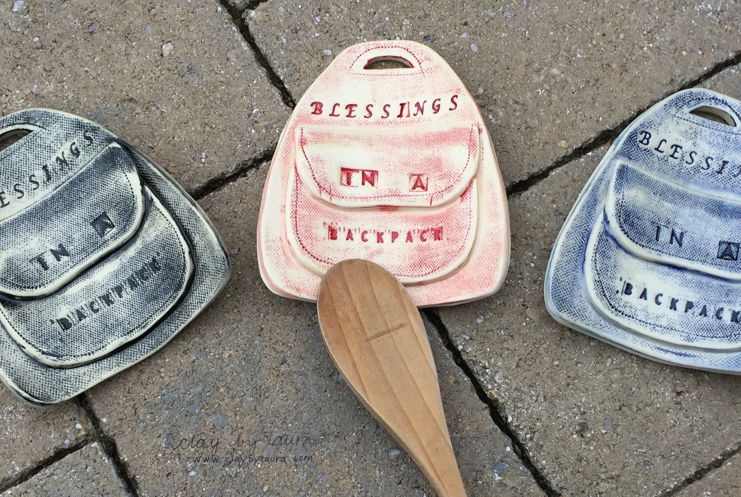 I've just arranged to host a fundraising Open Studio event November 14 for a fantastic local charity -- Blessings In a Backpack . A percentage of all sales proceeds will be donated to this worthy cause that feeds hungry children in our community (and many other communities throughout the United States). Additionally, I have created this special spoon rest that will be sold at this event and at some other select venues in the near future. If you are interested in attending, send me a message; I'll post event details in the coming days. 