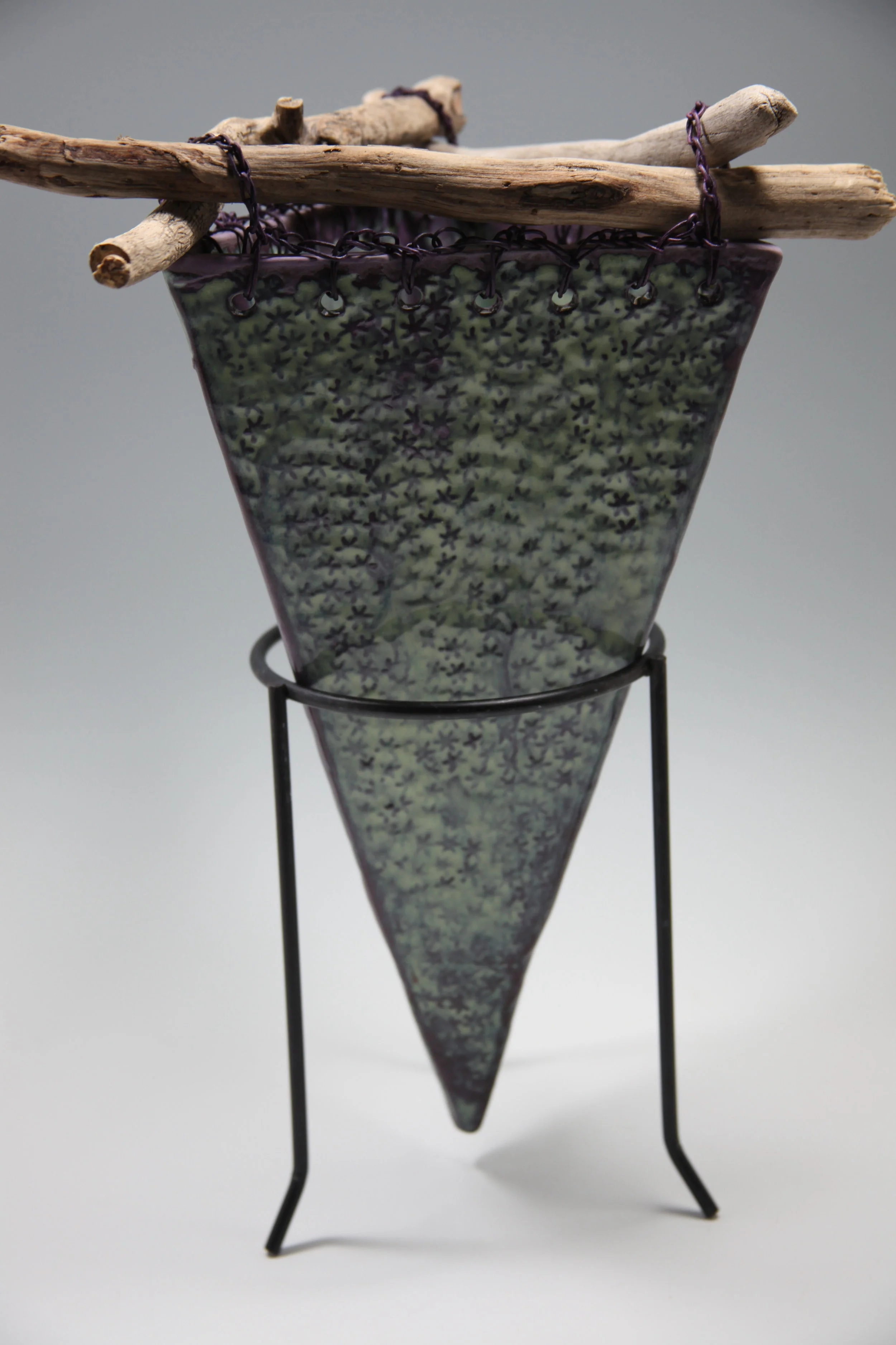 Triangle Vase with Driftwood