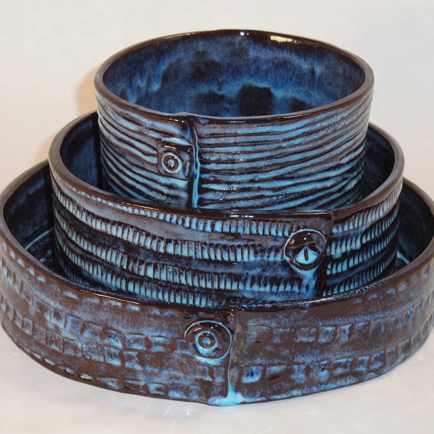 brown underglaze/bluebell glaze combination