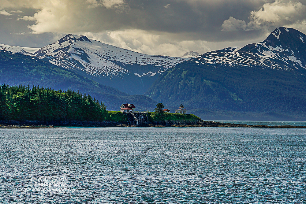 On this beautiful island there are more brown bears (grizzly ) per square mile than any place on Earth. You can camp on the island but it is not advisable. There is a light house you can see pictured but it is unmanned. 