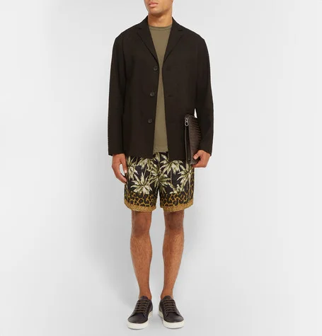 Lanvin trainers, Dries shorts, Bottega Pouch 