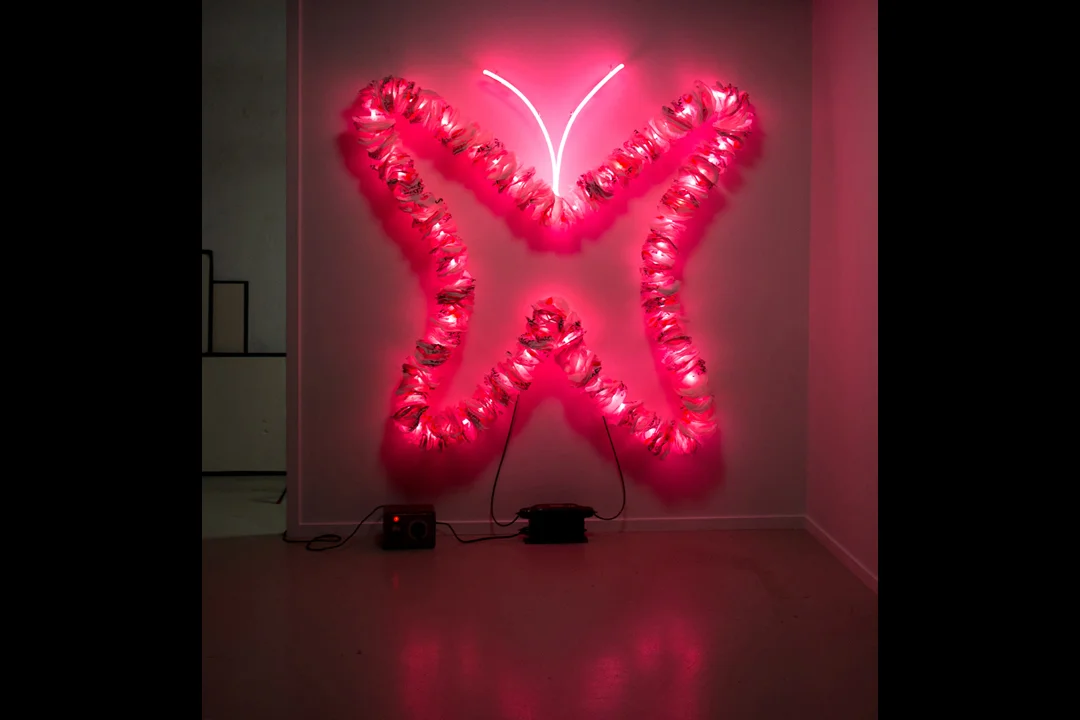 Plastic Shopping Bag + Neon Butterfly for Neiman Marcus