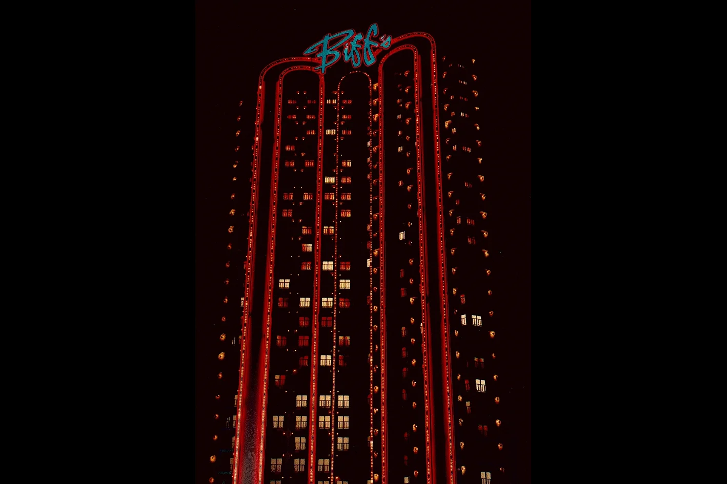 For "Back to the Future II"--Biff's Hotel in 3.5 MM tubing, 23 stories in 7-1/2 feet