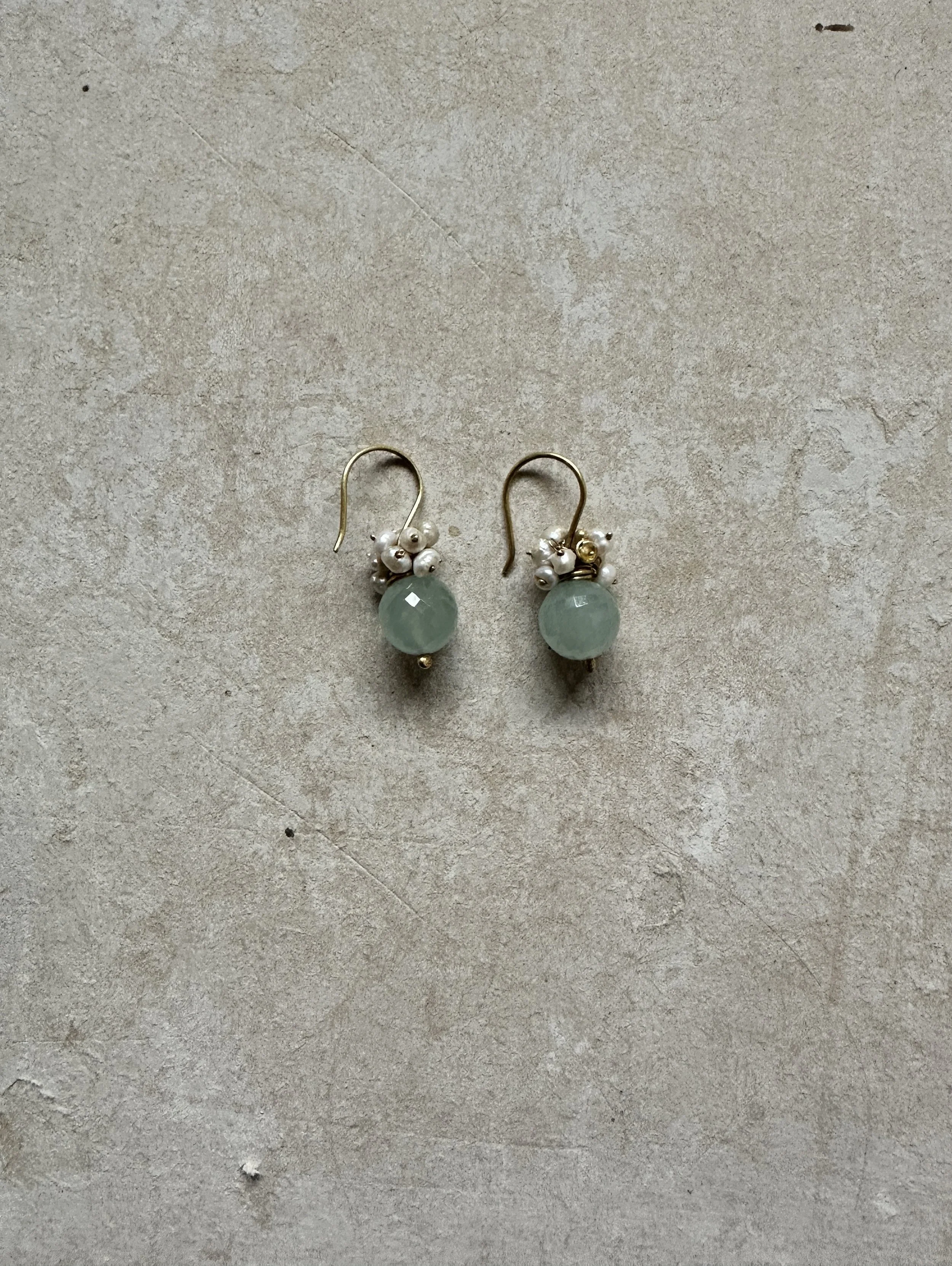 river song aquamarine rondel earrings