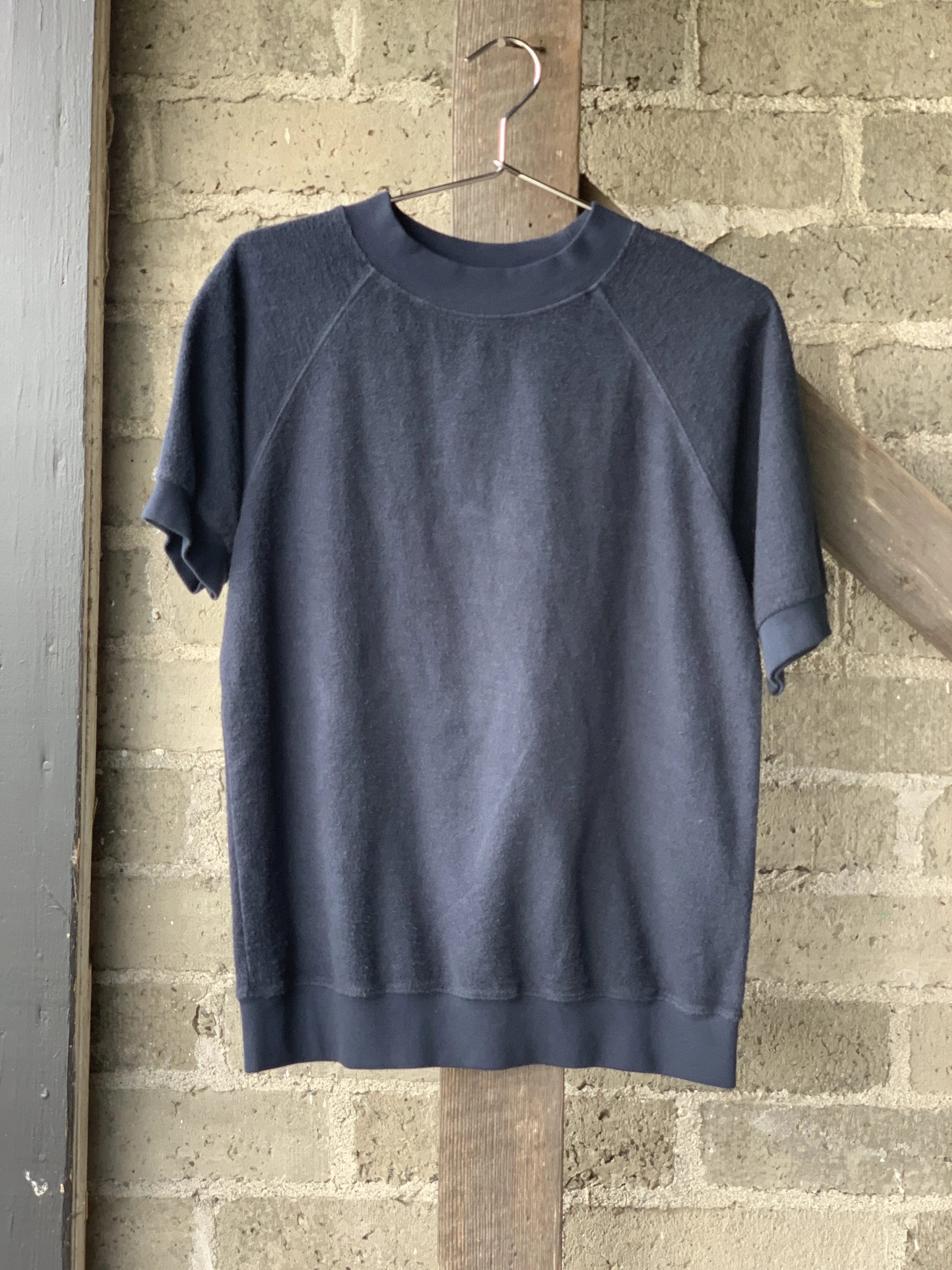 jungmaven SHORT SLEEVE RAGLAN FLEECE SHERPA SWEATSHIRT - navy — hedgerow