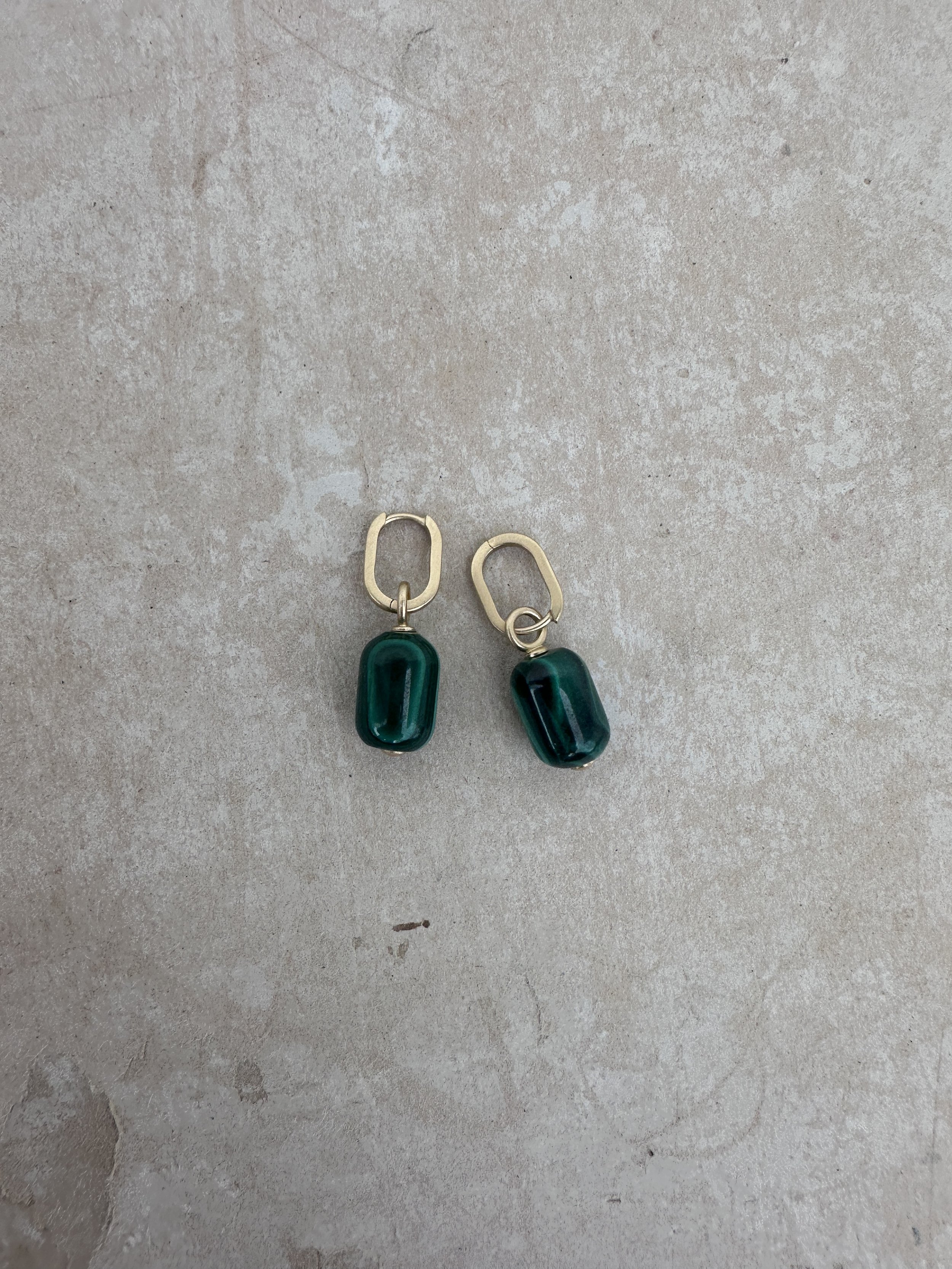 tracy conkle gold hoops with malachite charms
