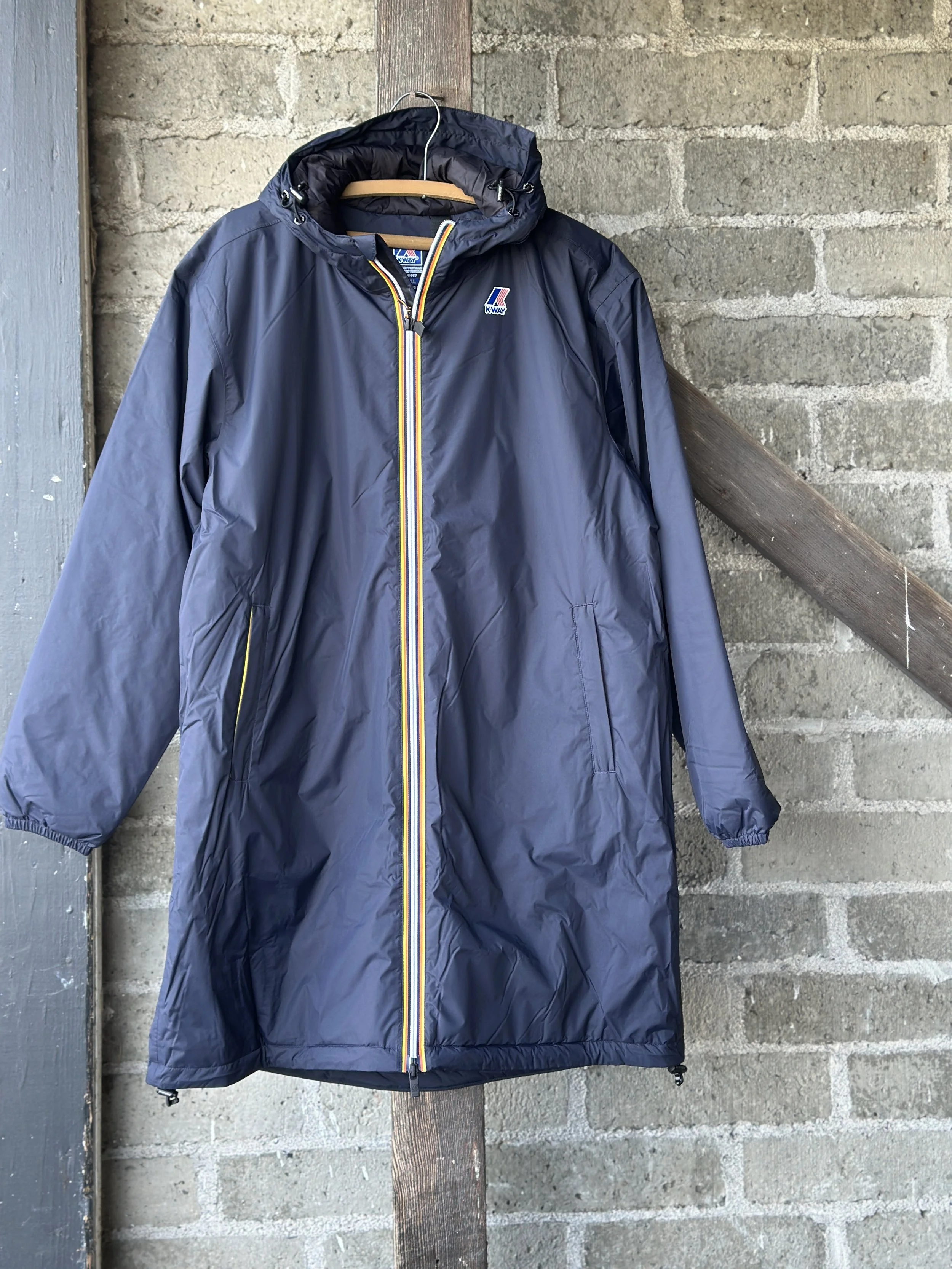 k-way le vrai 4.o eiffel east warm rain jacket- unisex - blue depth