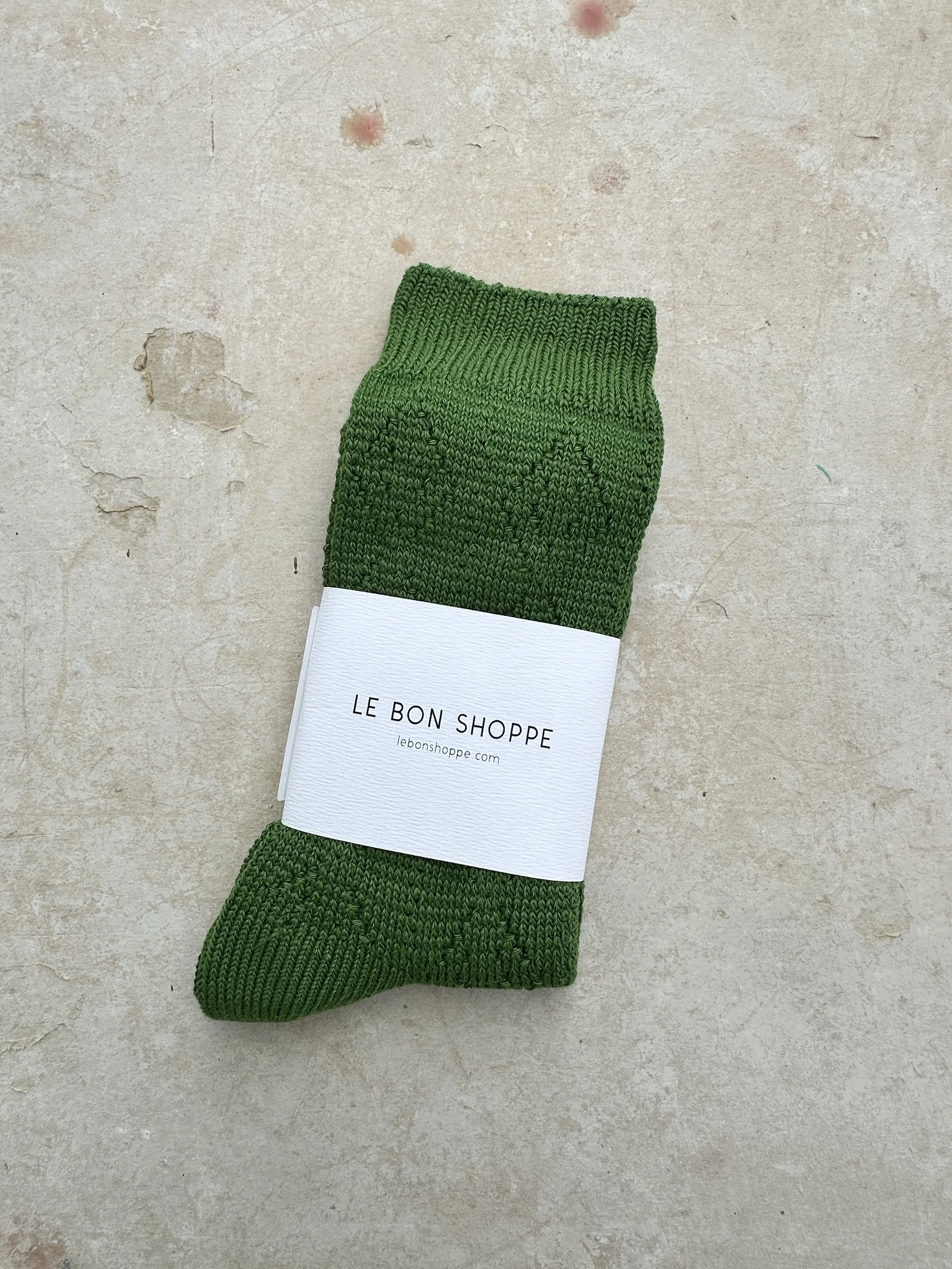 le bon shoppe eyelet sock - palm green