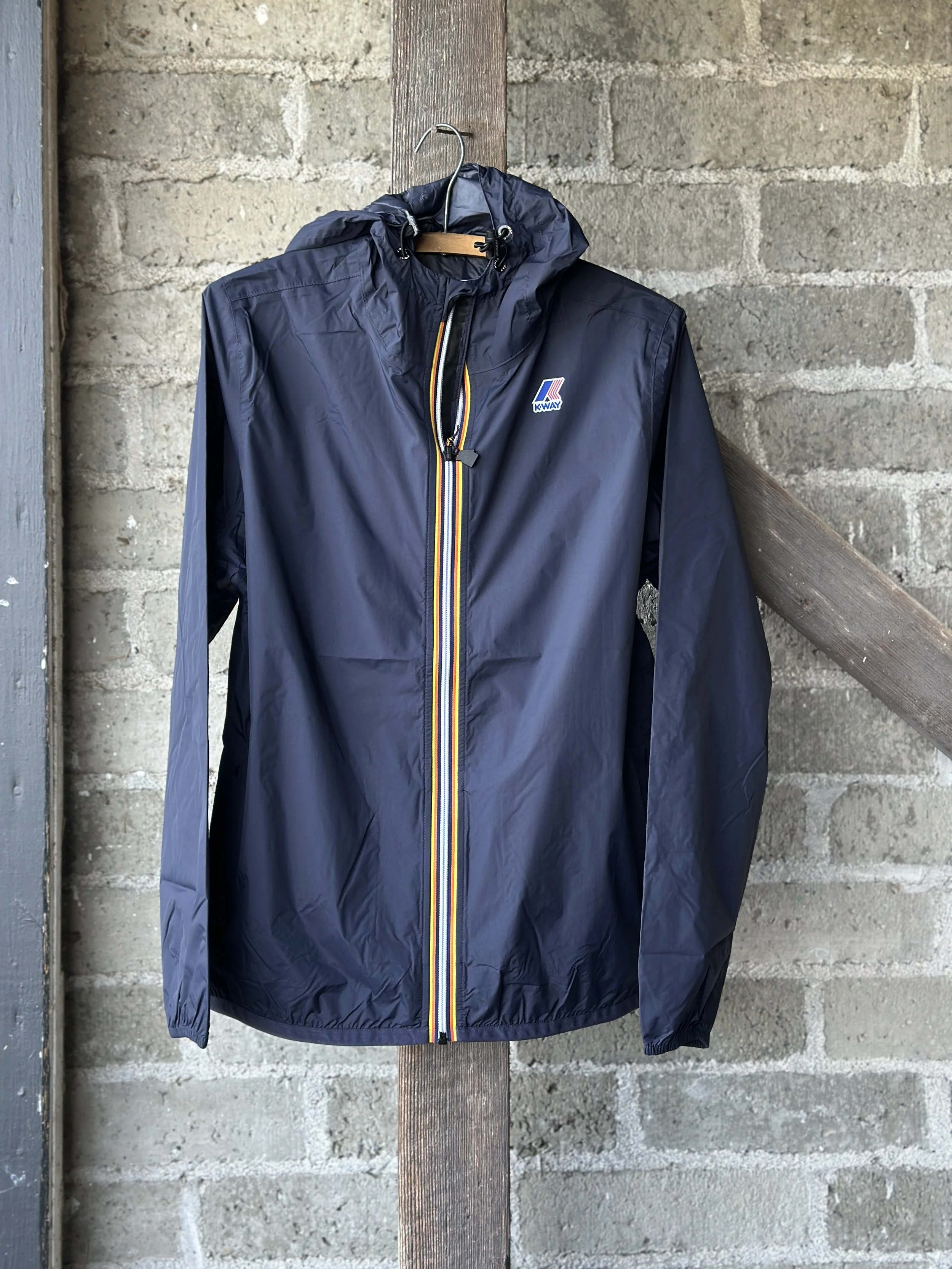 k- way le vrai 4.0 claude rain jacket blue depth