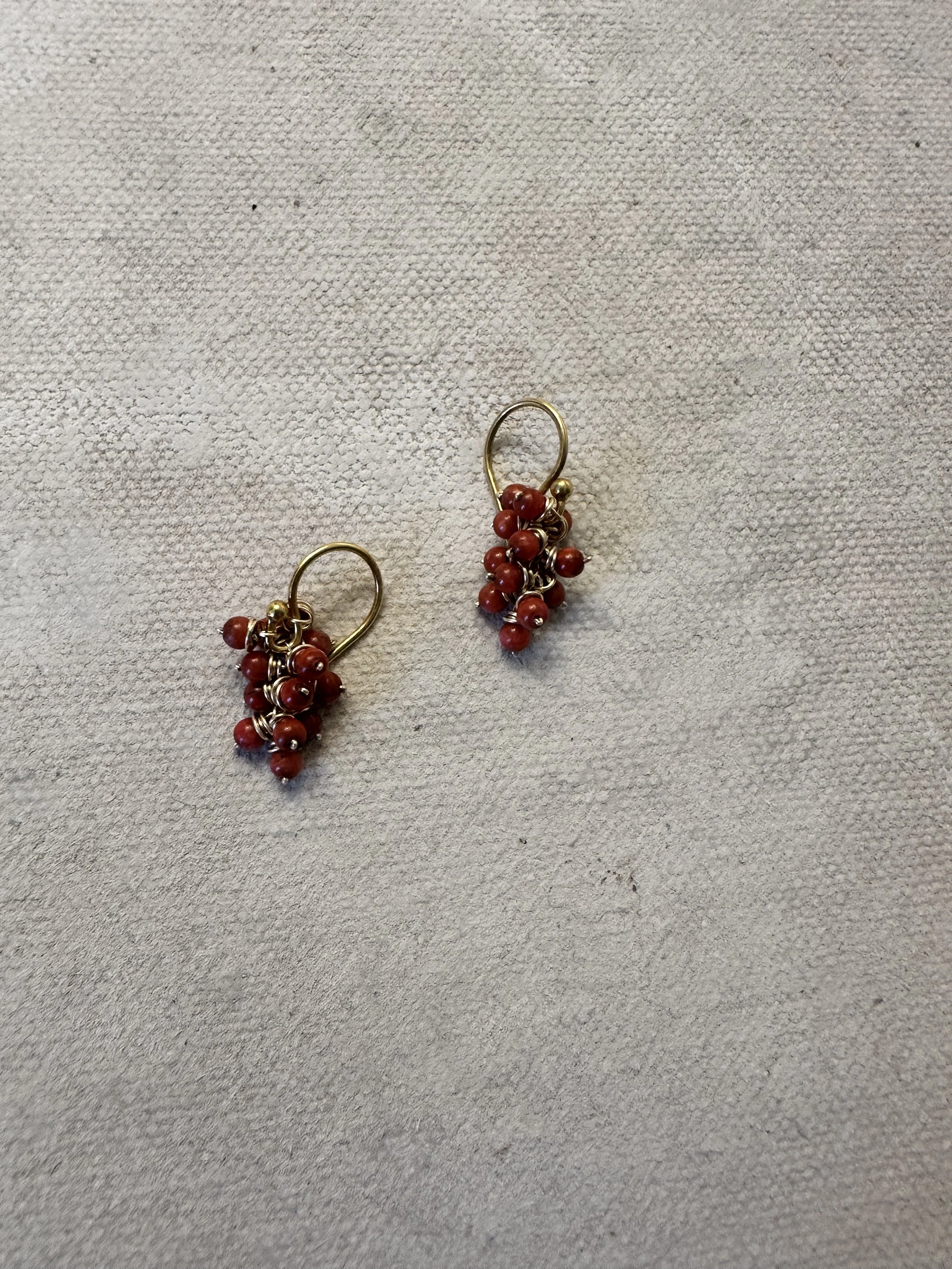 river song antique red coral cluster earrings