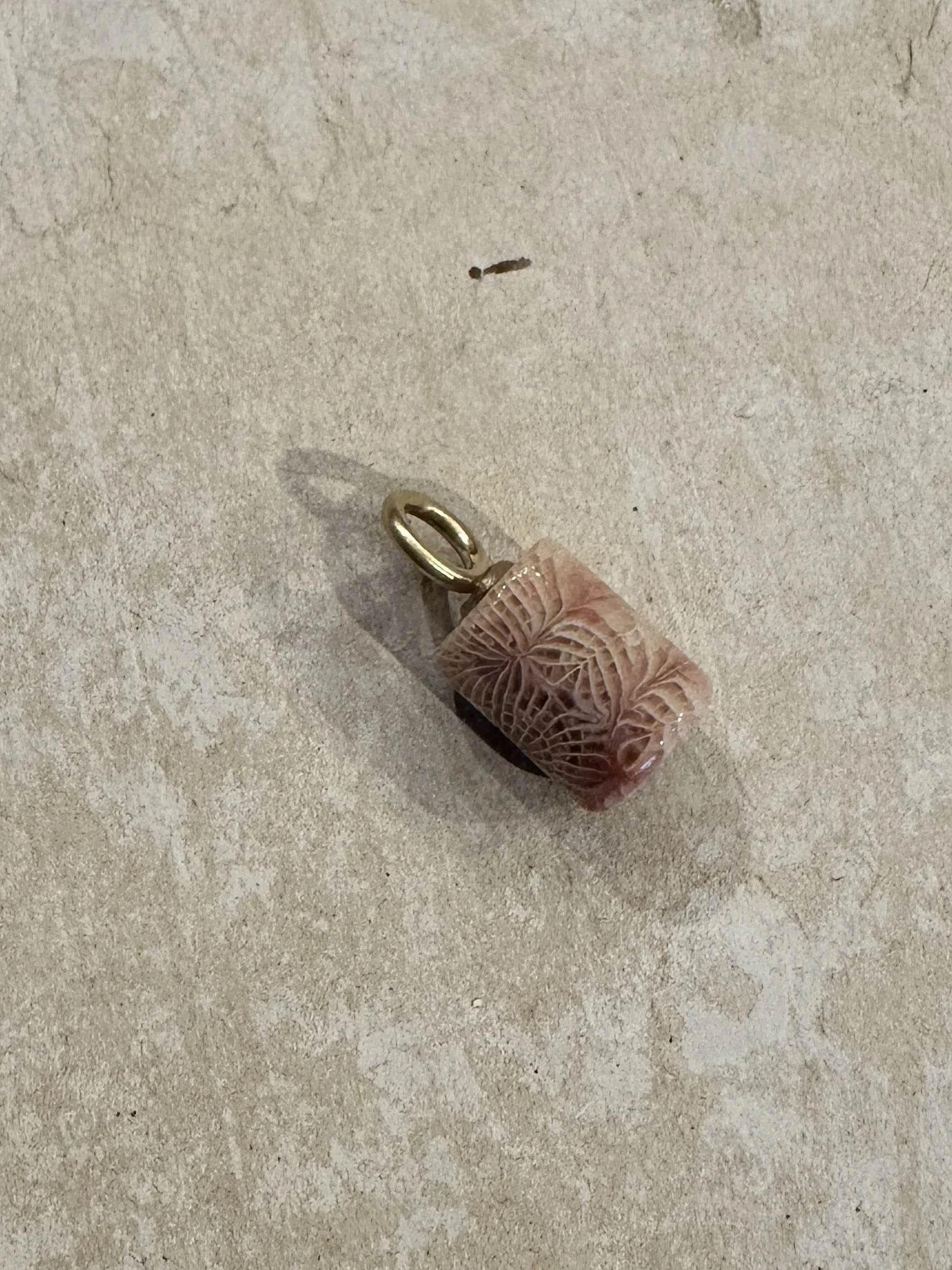 tracy conkle  fossilized coral pendant
