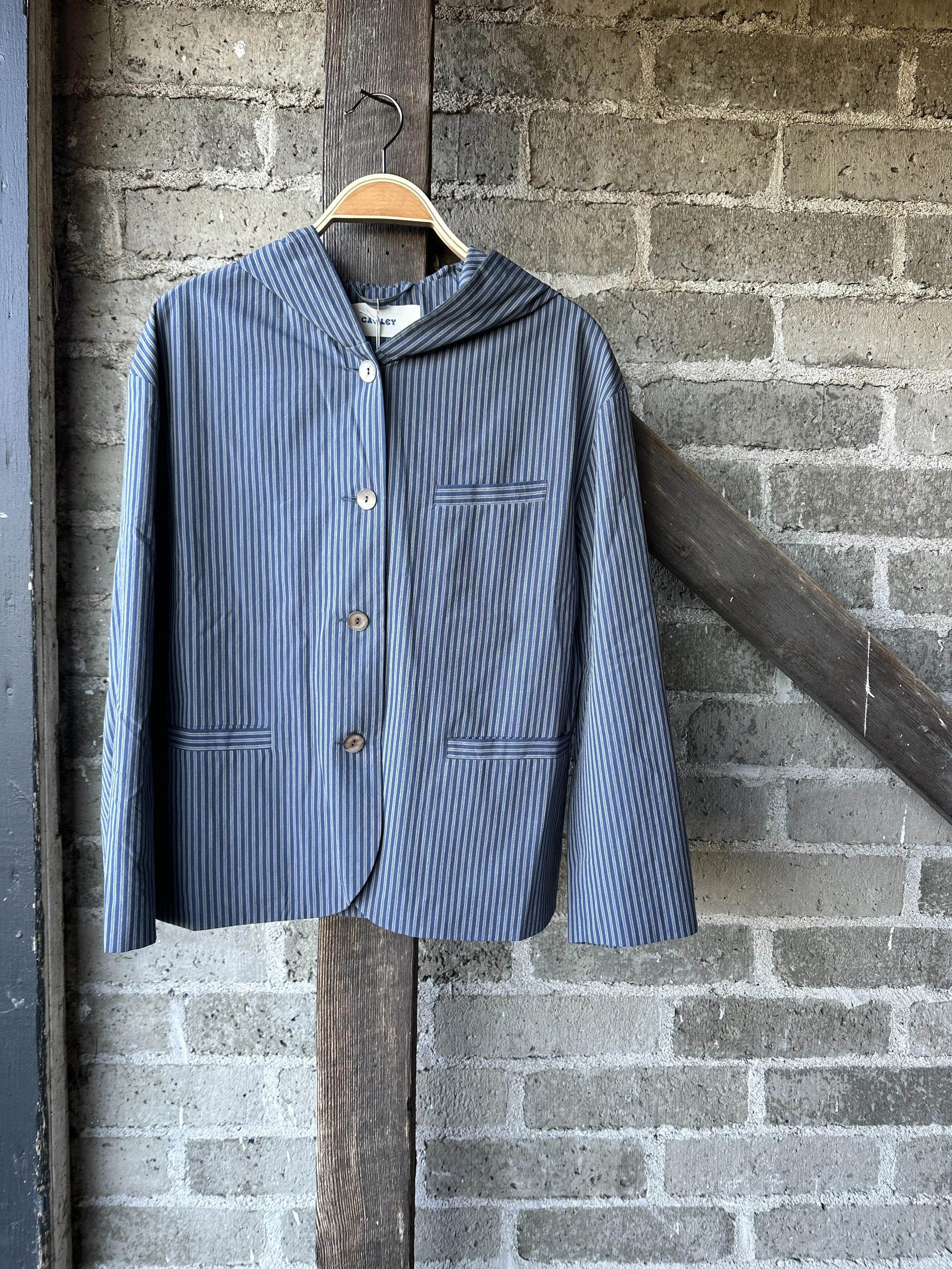 cawley Japanese washed typewriter cotton reva hooded shirt jacket