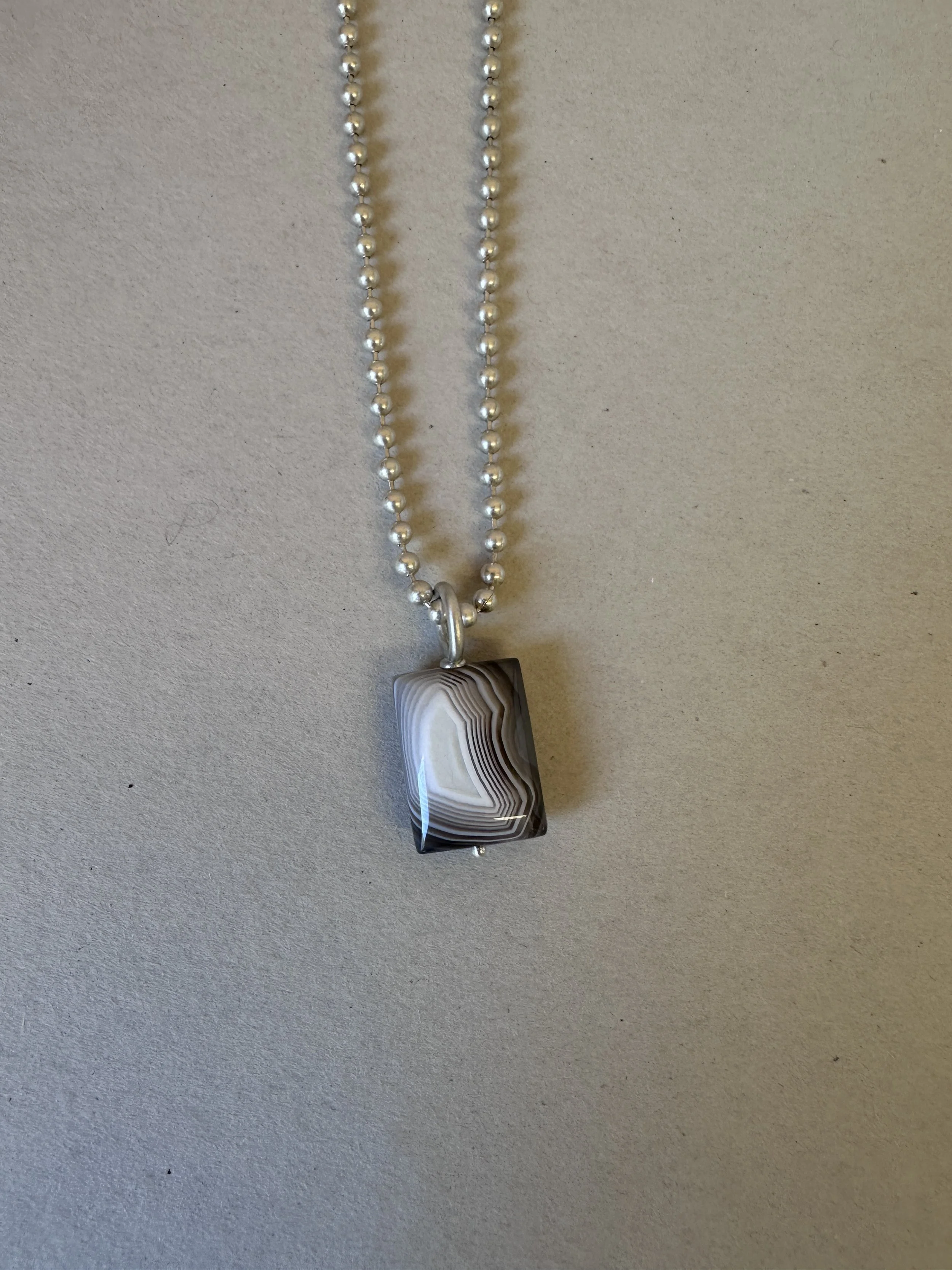 tracy conkle Botswana Agate on silver  bead chain