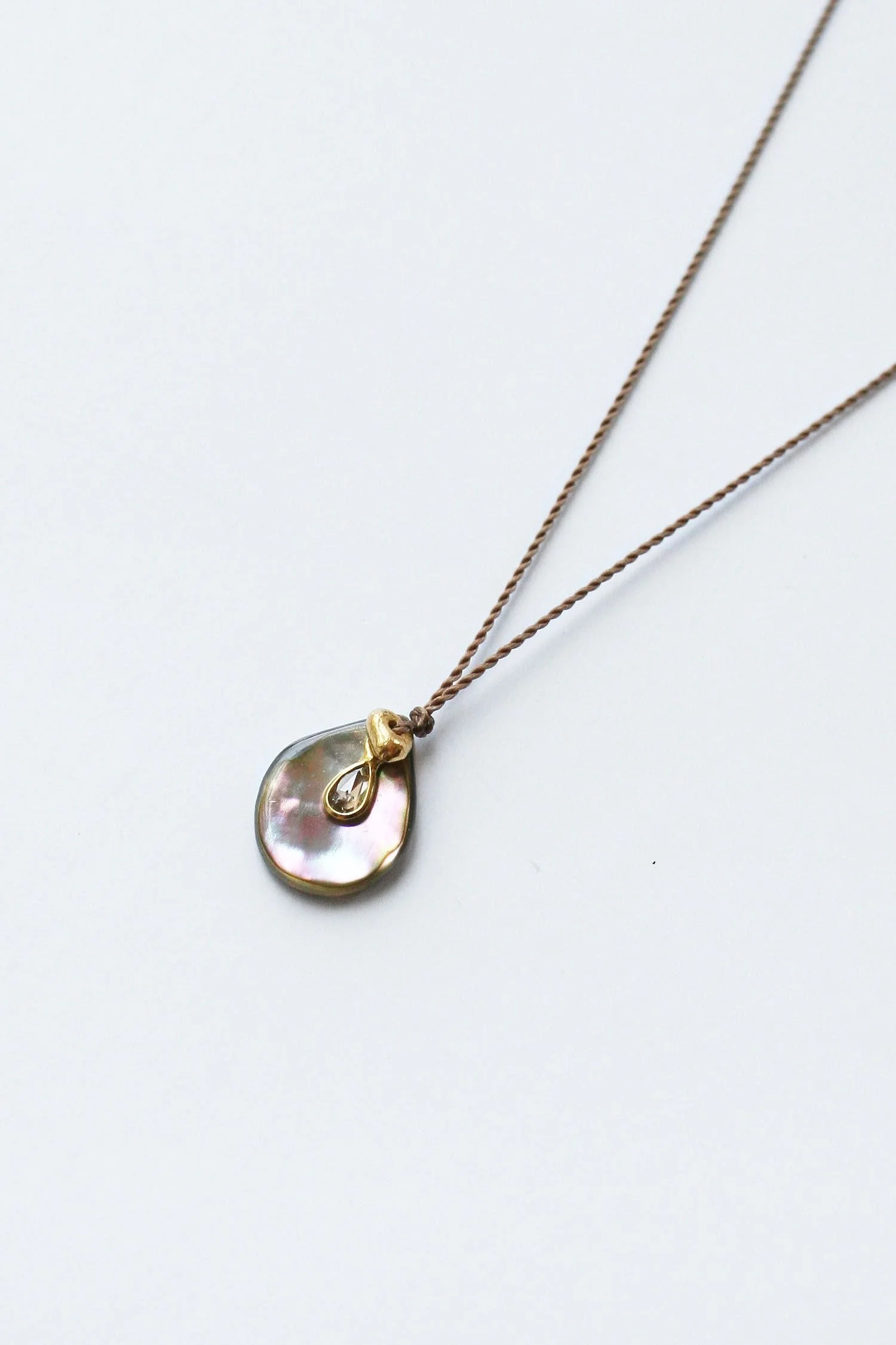 see real flowers abalone raindrop necklace with diamond