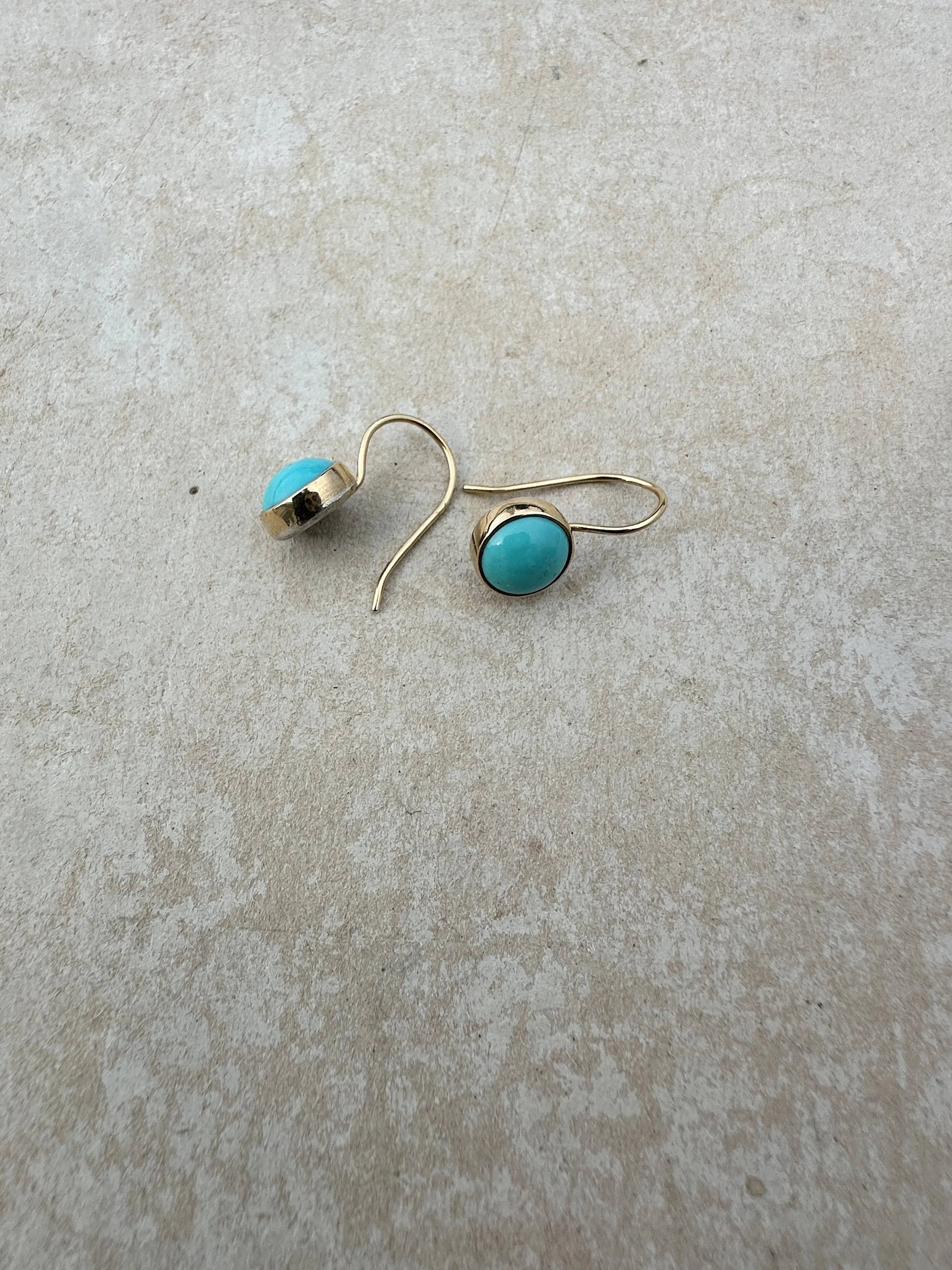 tina negri round turquoise bezel set earrings