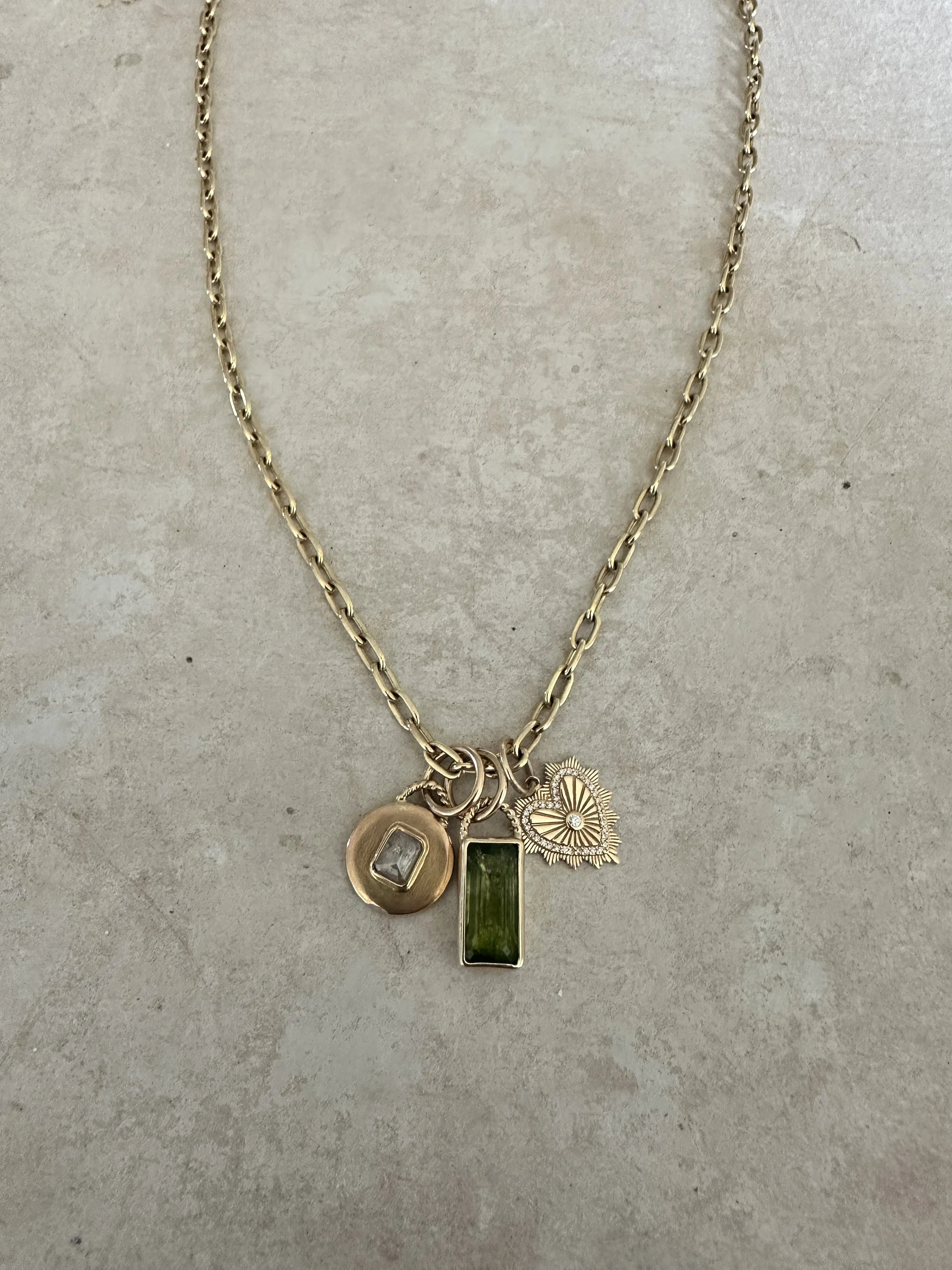 tina negri chunky gold necklace and charm extender