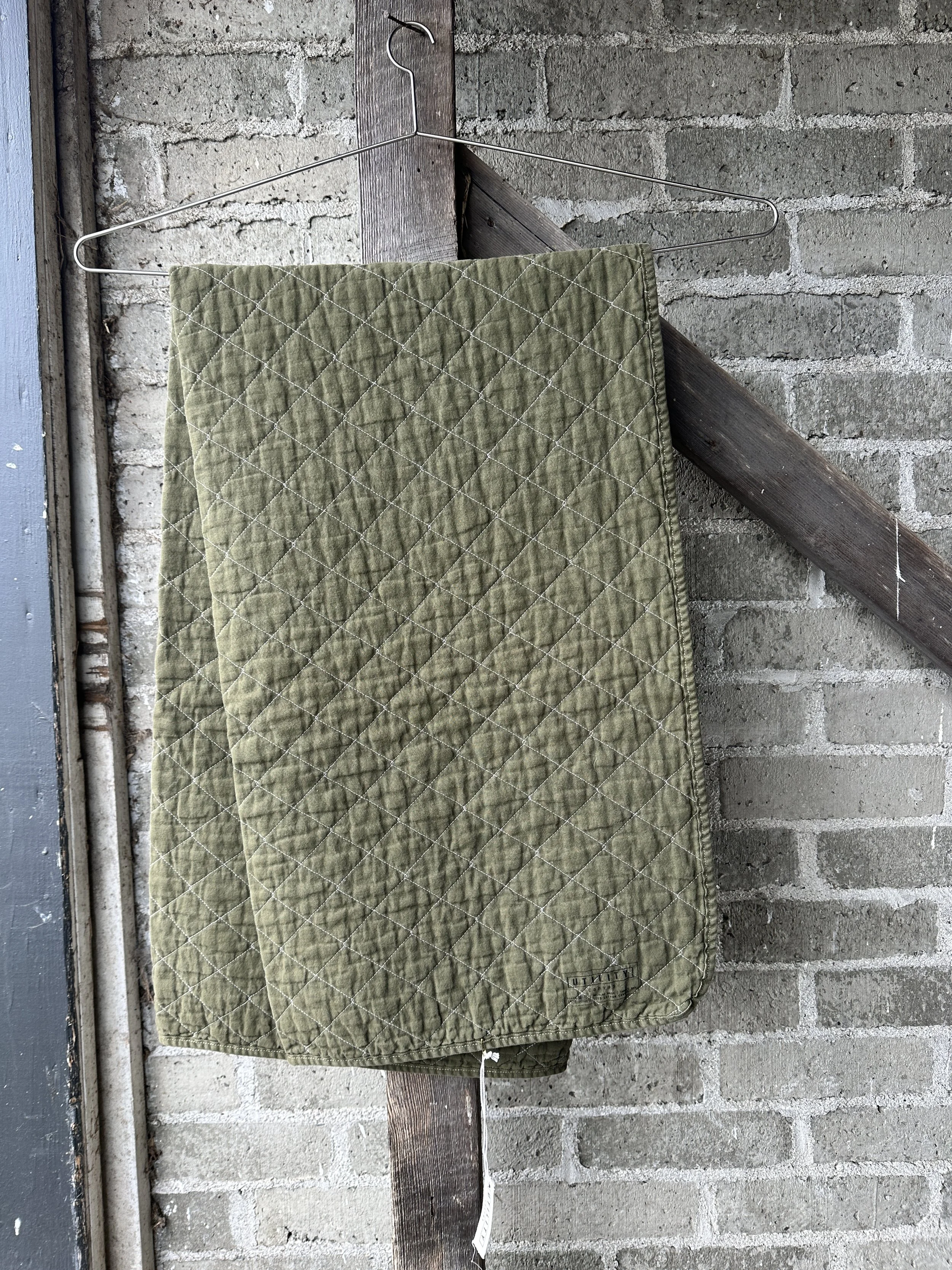 utility canvas throw blanket - olive