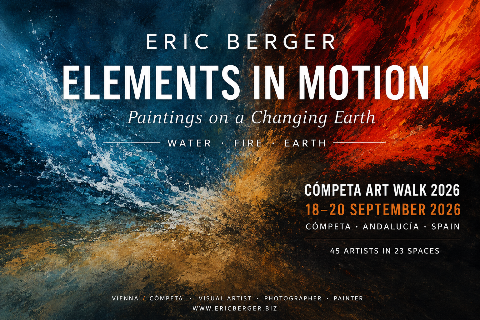 Cómpeta Art Walk 2026 – Eric Berger exhibiting 18–20 September 2026 in Cómpeta, Andalucía