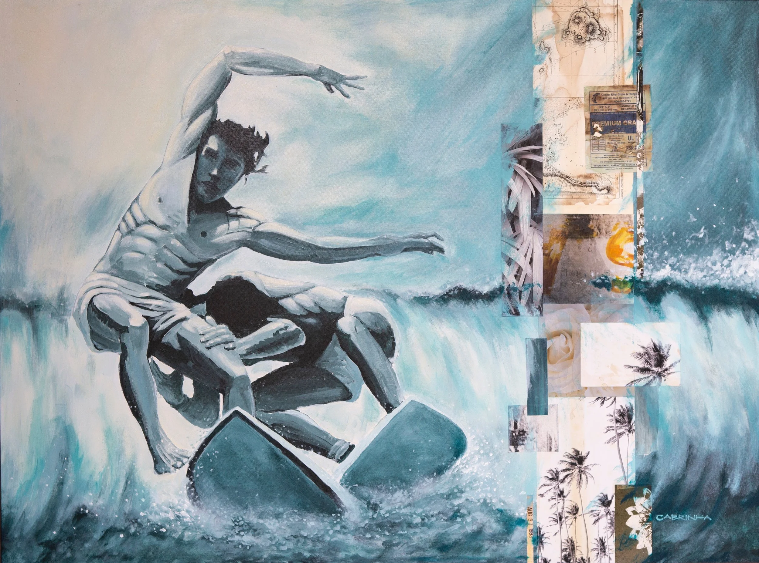 Crowdsourcing Affection, 32 x 48 inches. Mixed media collage on canvas.