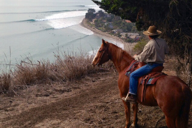 KP checks the surf at Rincon Ranch. Photo Los Padres Outfitters.