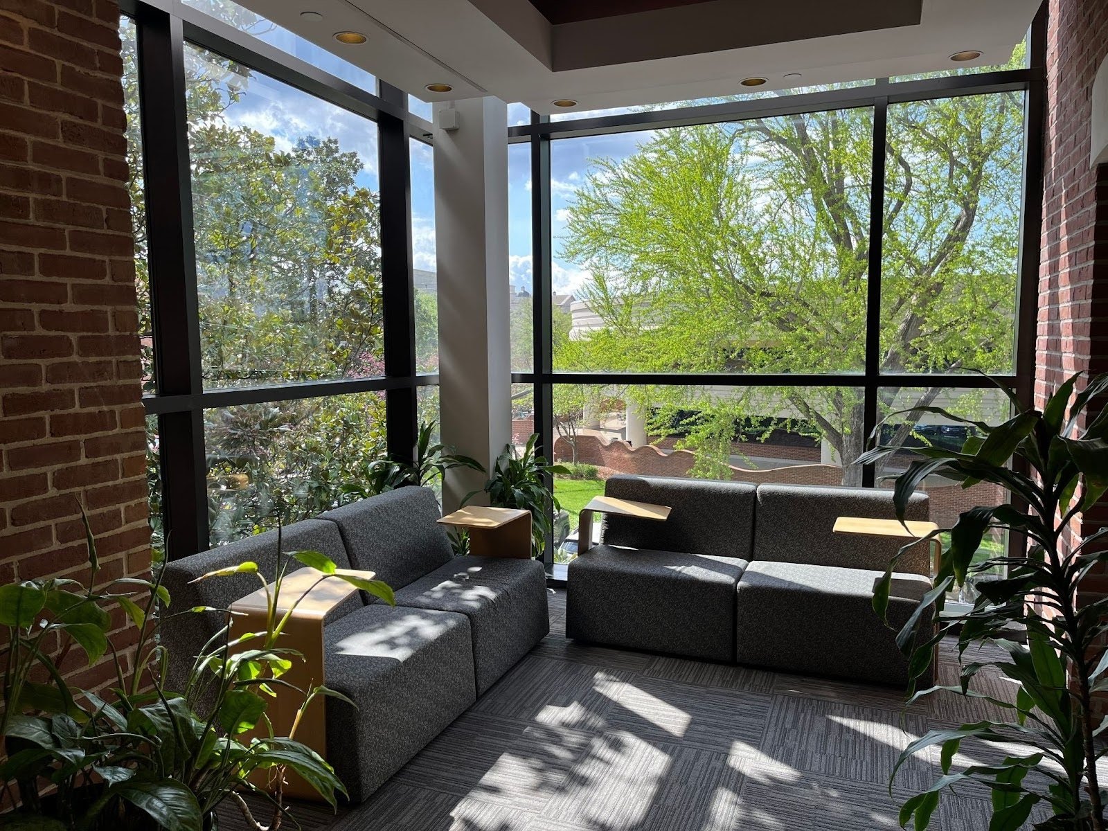 I love this spot in the library. It is isolated, peaceful and has a pleasant view!