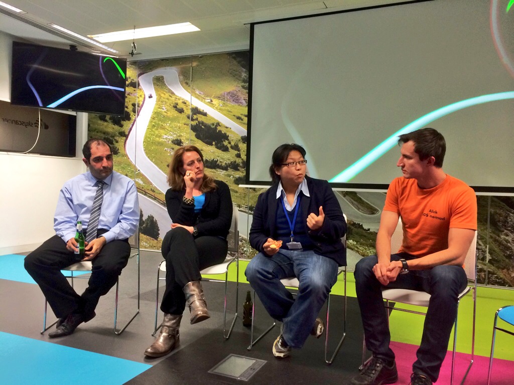 Debate panel at the Product Tank meetup in Edinburgh, me on the right