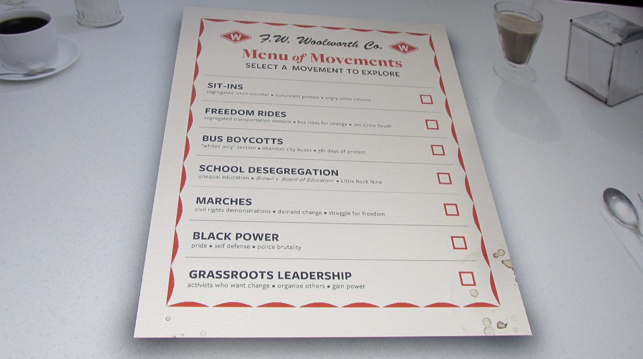 At the "lunch counter": a table top touch sensitive interactive menu