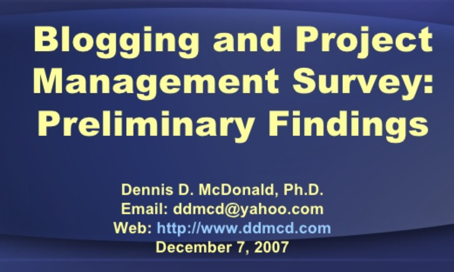 Presentation: Blogging and Project Management Survey - Preliminary Findings