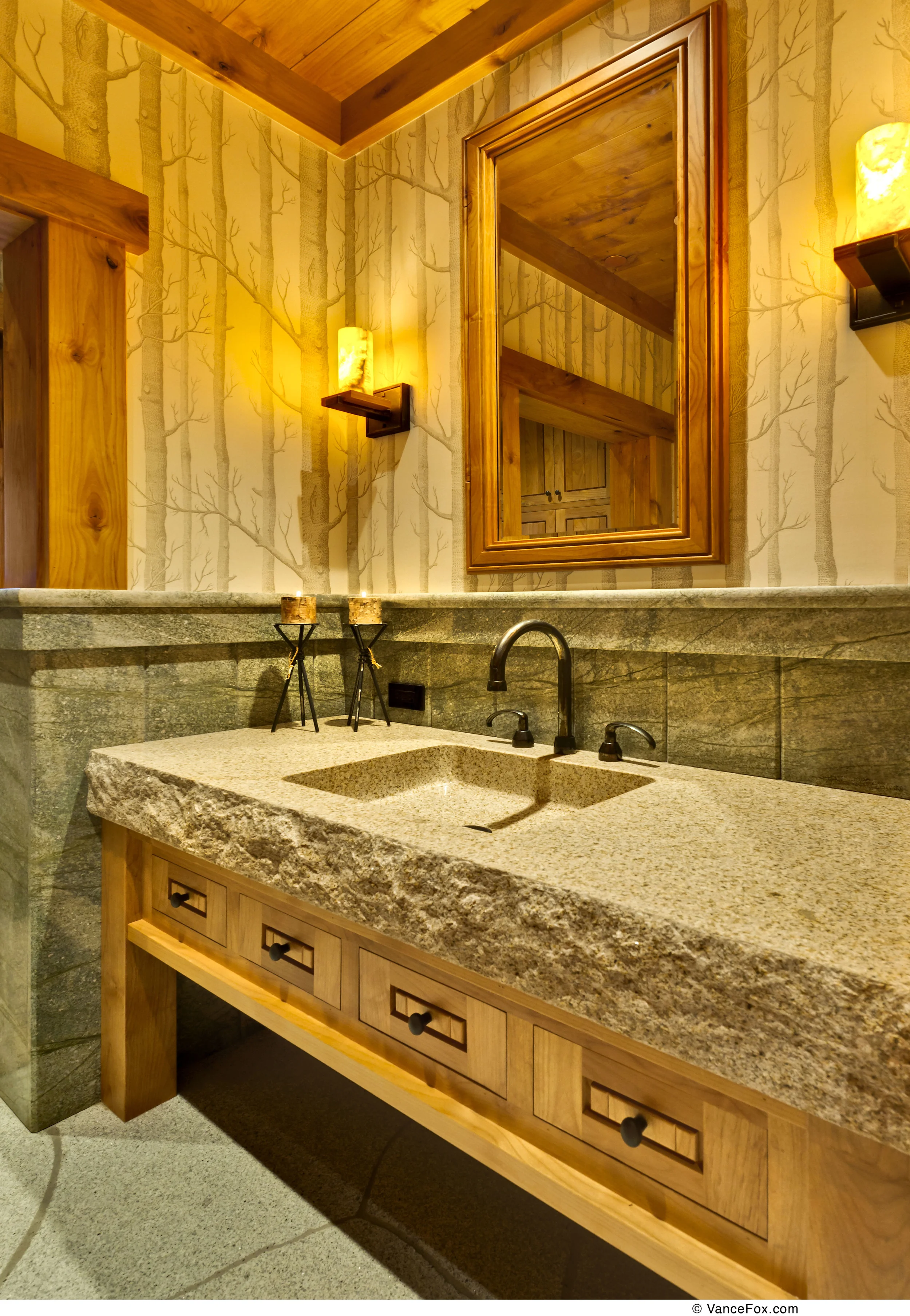SLAB STONE COUNTERTOP WITH LIVE EDGE