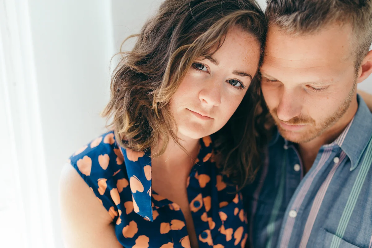 couple portrait intimate at-home engagement session in Victoria BC